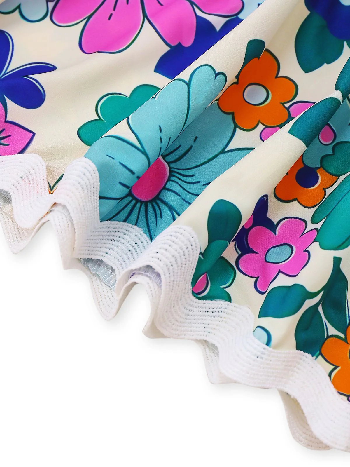 1940er Blumen Rüschen Spaghetti Träger Kleid - Image 3