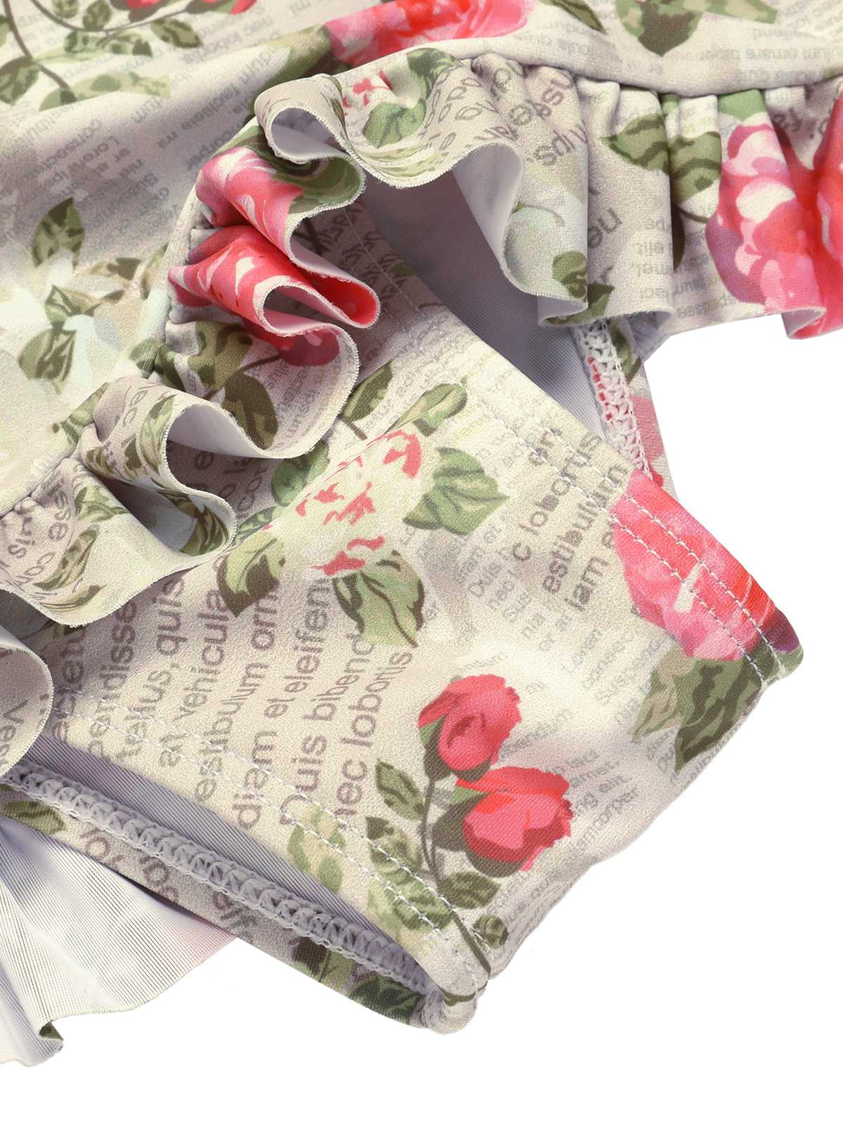 1940er Doppelte Schultergurte Plissierter Rosen Einteiliger Badeanzug - Image 7