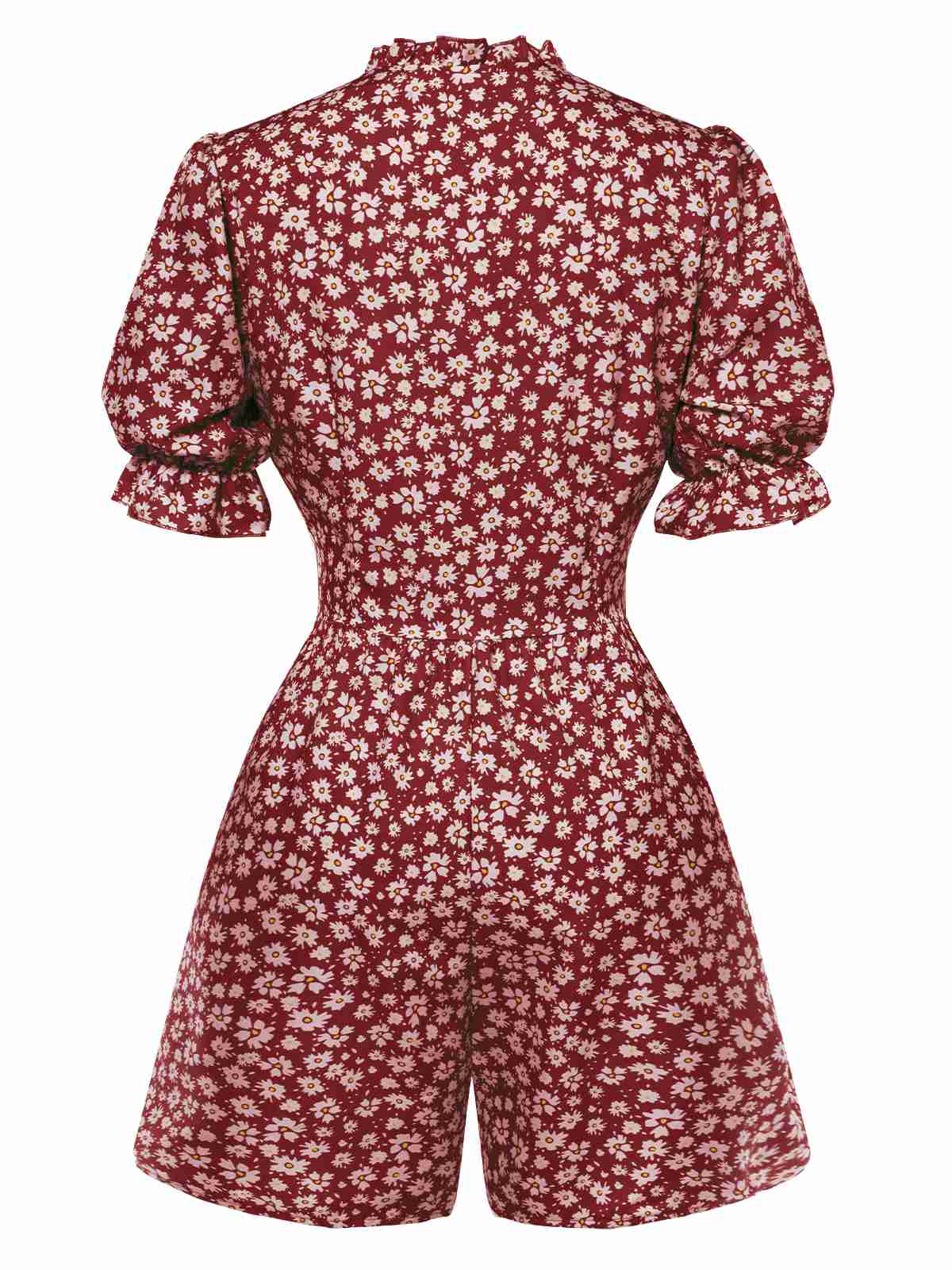 1940er Gänseblümchen Faltenkragen Puffärmel Romper - Image 4