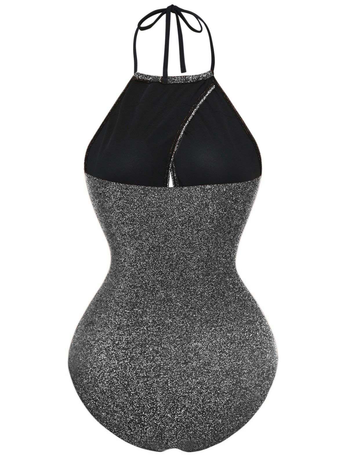 1940er Glitzer Halter Cutout Bogen Einteiliger Badeanzug - Image 8