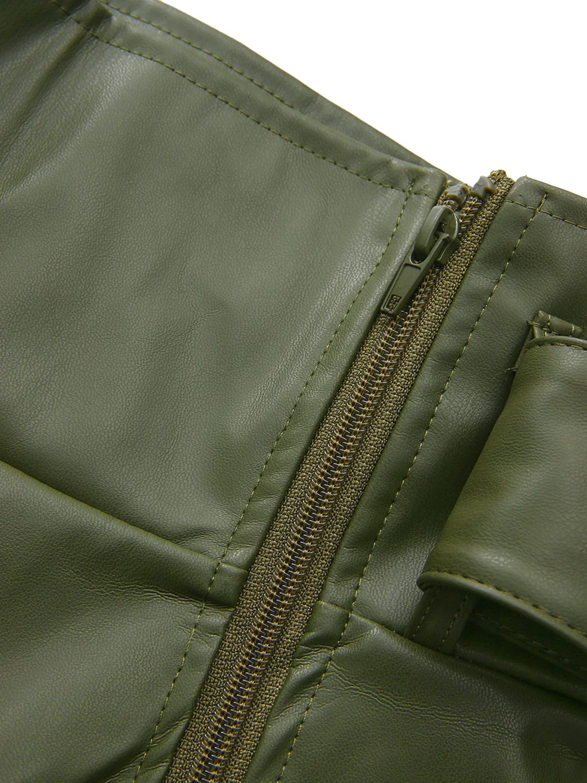 1940er Hochtailliert Metall Gürtel PU Leder Weit Hose - Image 4
