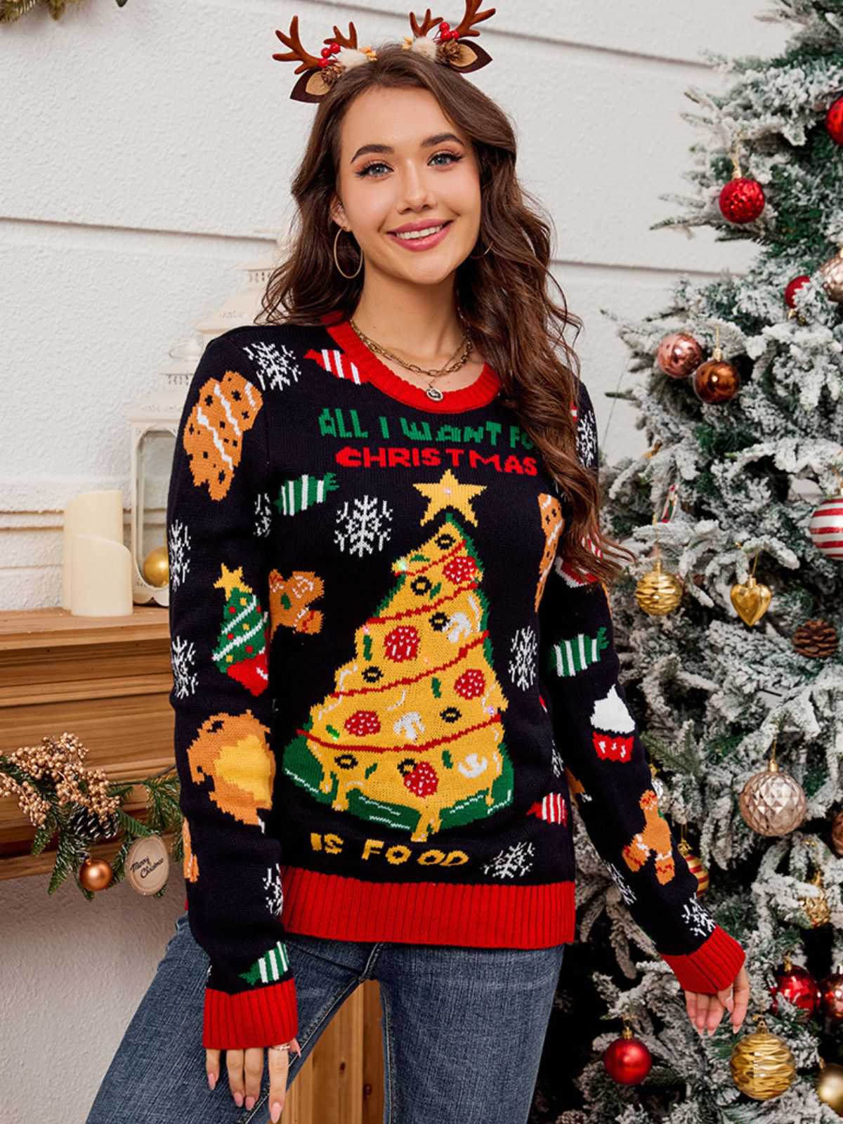 1940er LED-Beleuchtung Jacquard Weihnachten Pullover - Image 4