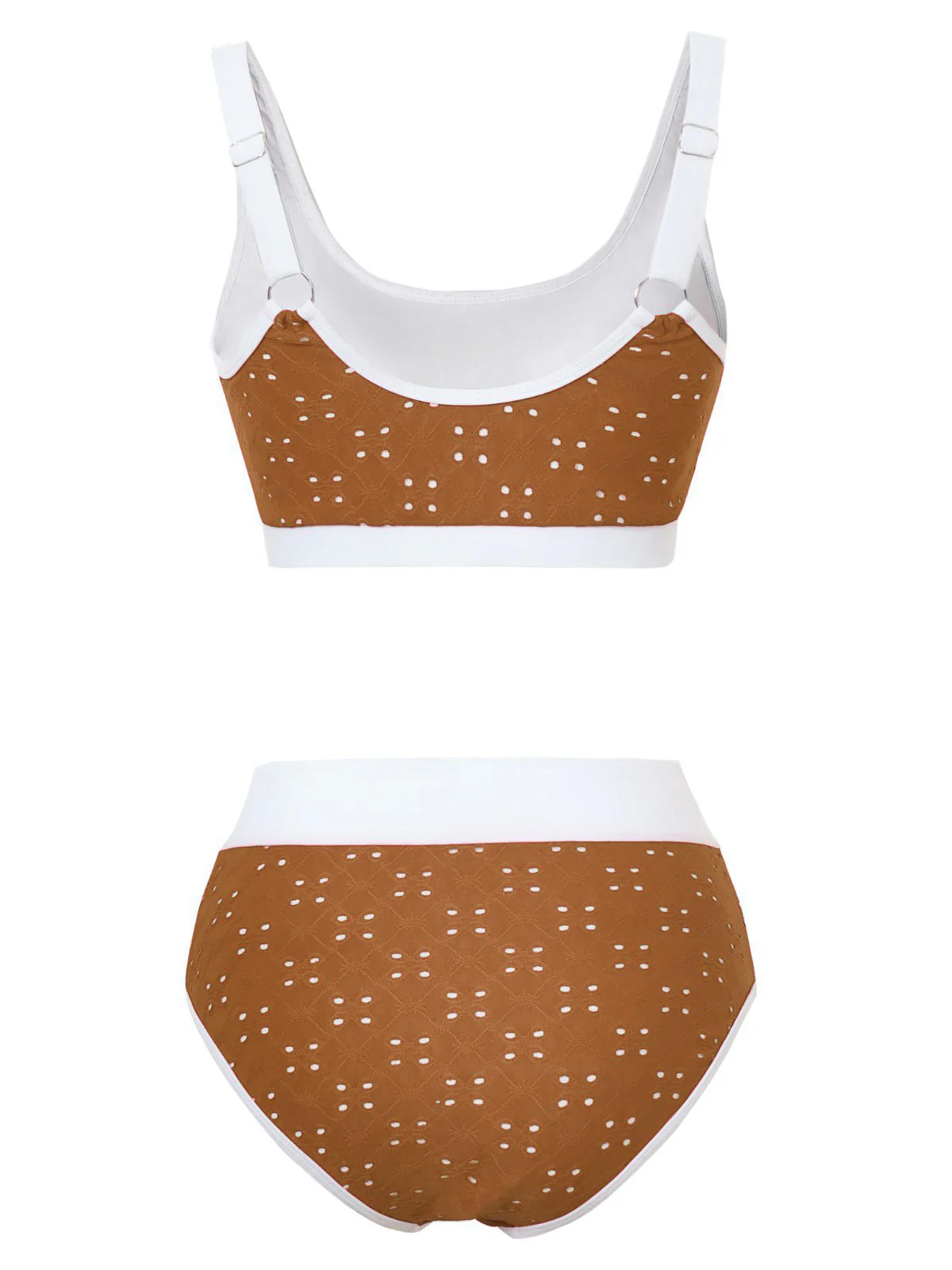 1940er Lochstickerei Hohe Taille Farbblock Tankini Set - Image 10