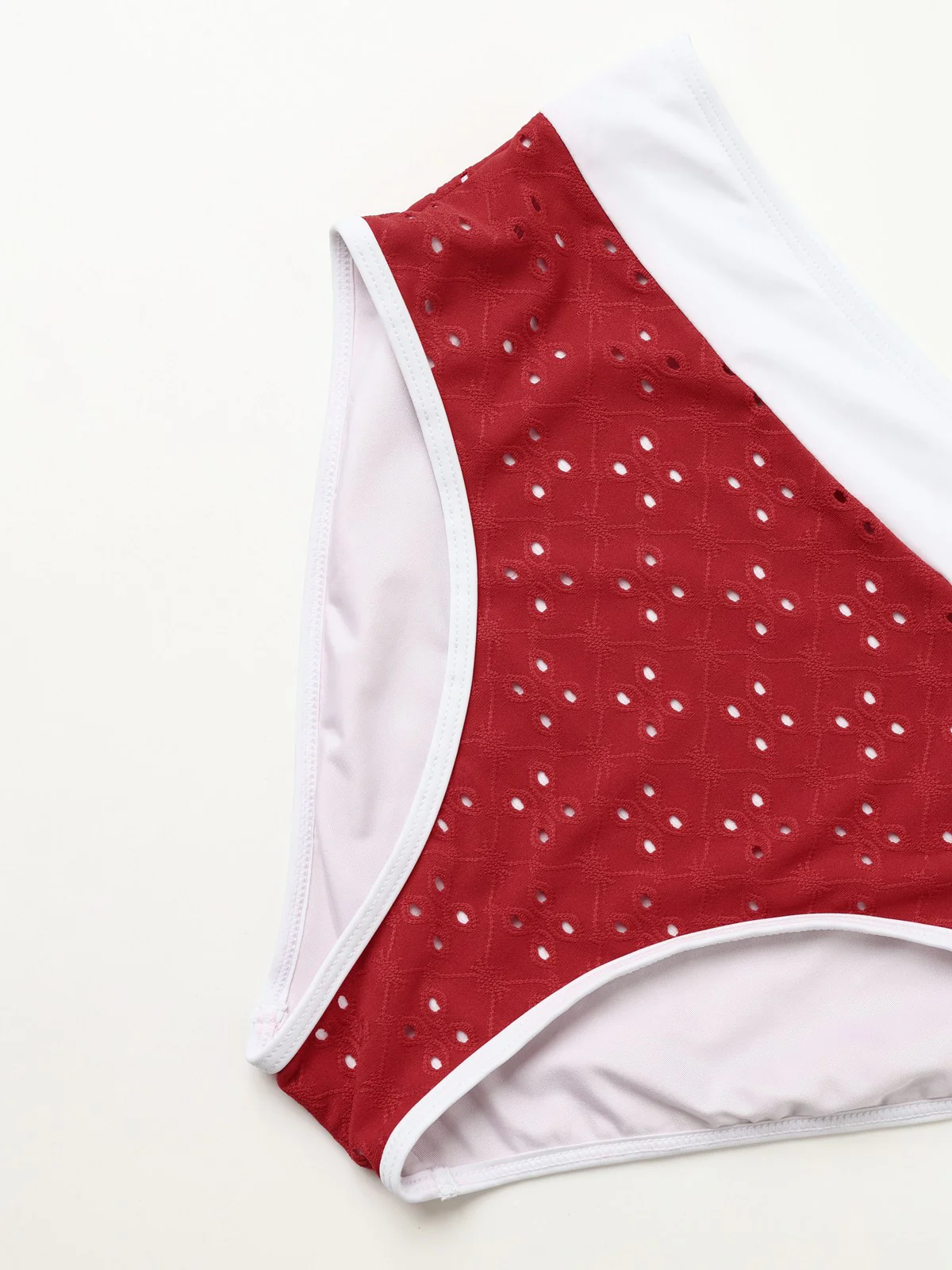 1940er Lochstickerei Hohe Taille Farbblock Tankini Set - Image 5