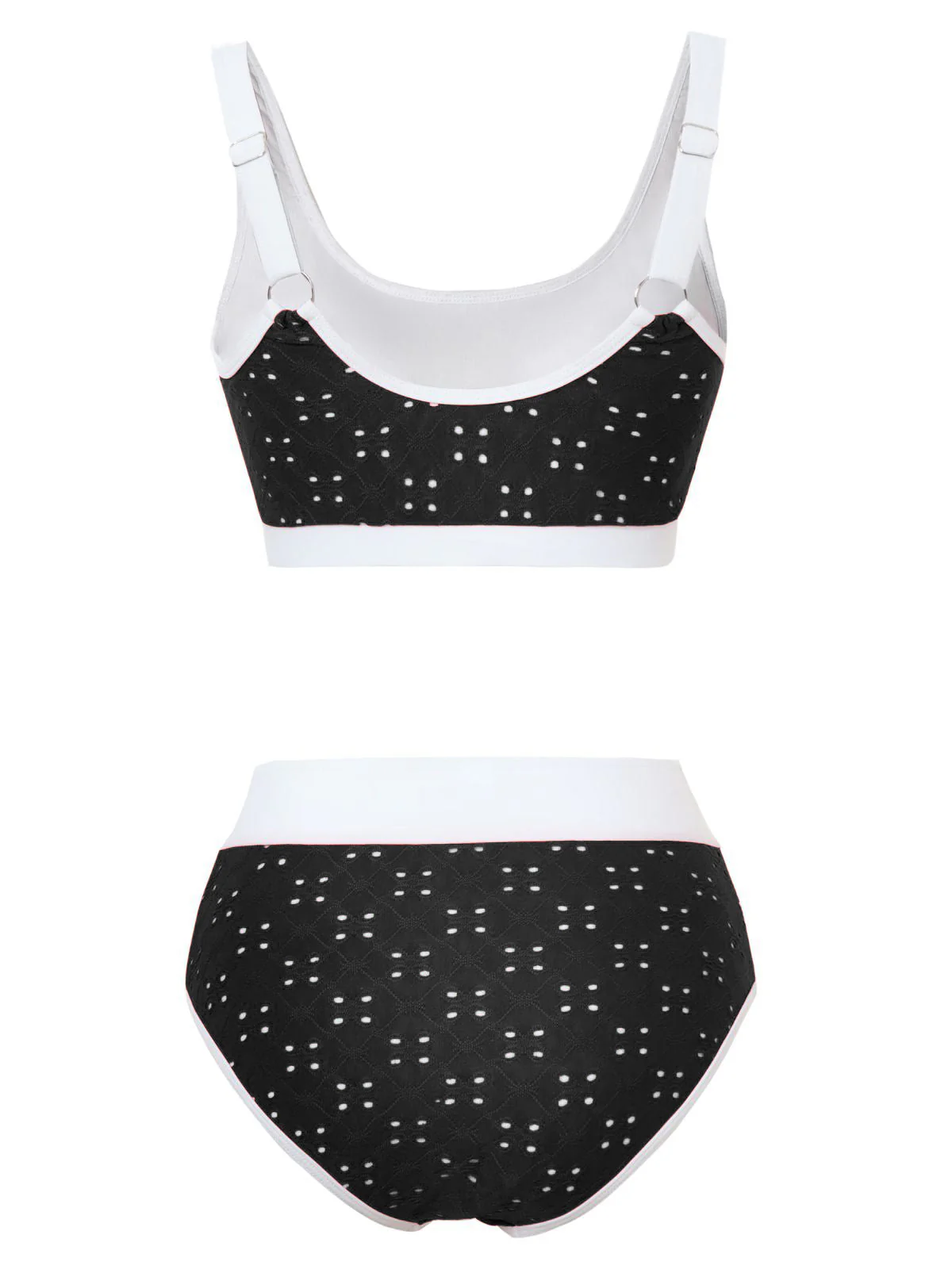 1940er Lochstickerei Hohe Taille Farbblock Tankini Set - Image 8