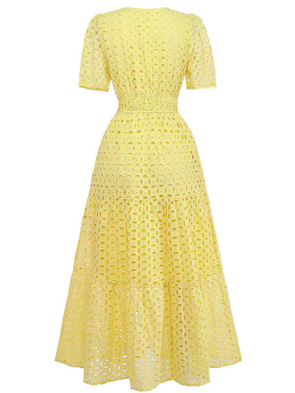 1940er Ösen Spitze V-Ausschnitt Gestuft Maxi Kleid - Image 2