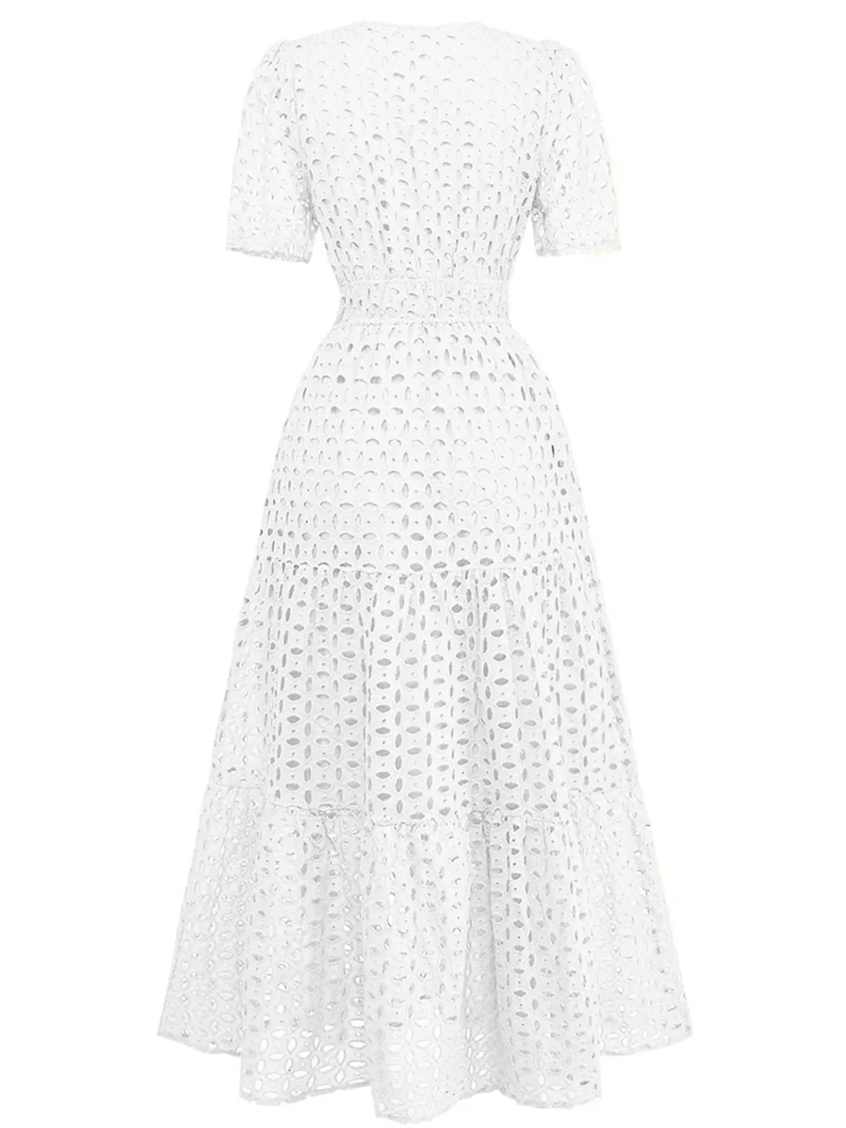 1940er Ösen Spitze V-Ausschnitt Gestuft Maxi Kleid - Image 8