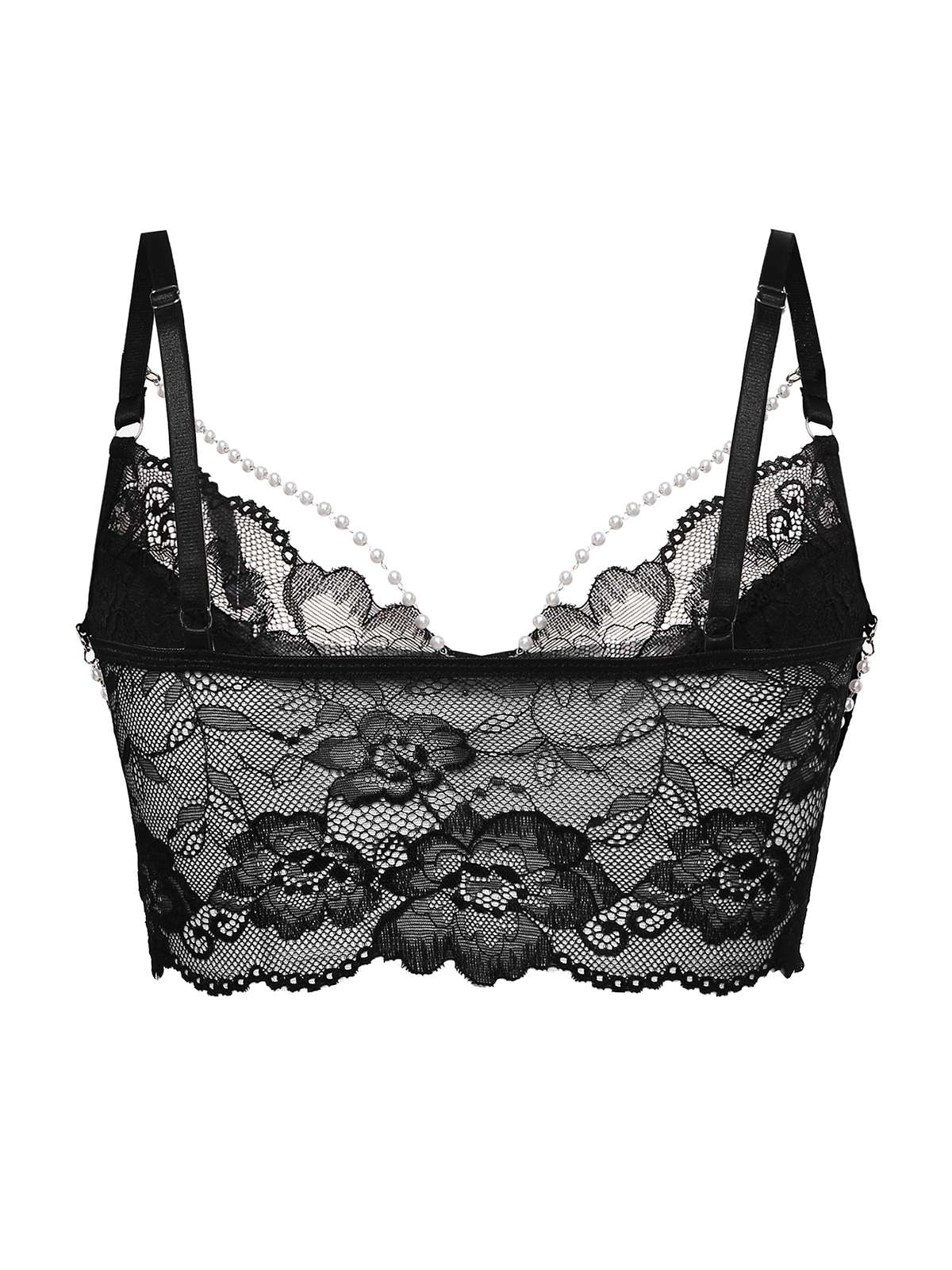 1940er Perle Kette Blumen Spitze Crop Camisole - Image 2