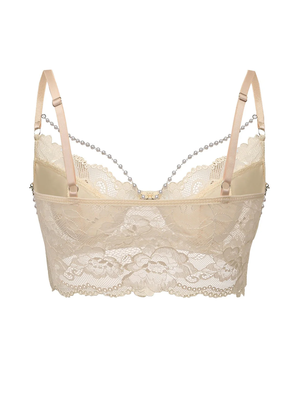 1940er Perle Kette Blumen Spitze Crop Camisole - Image 5