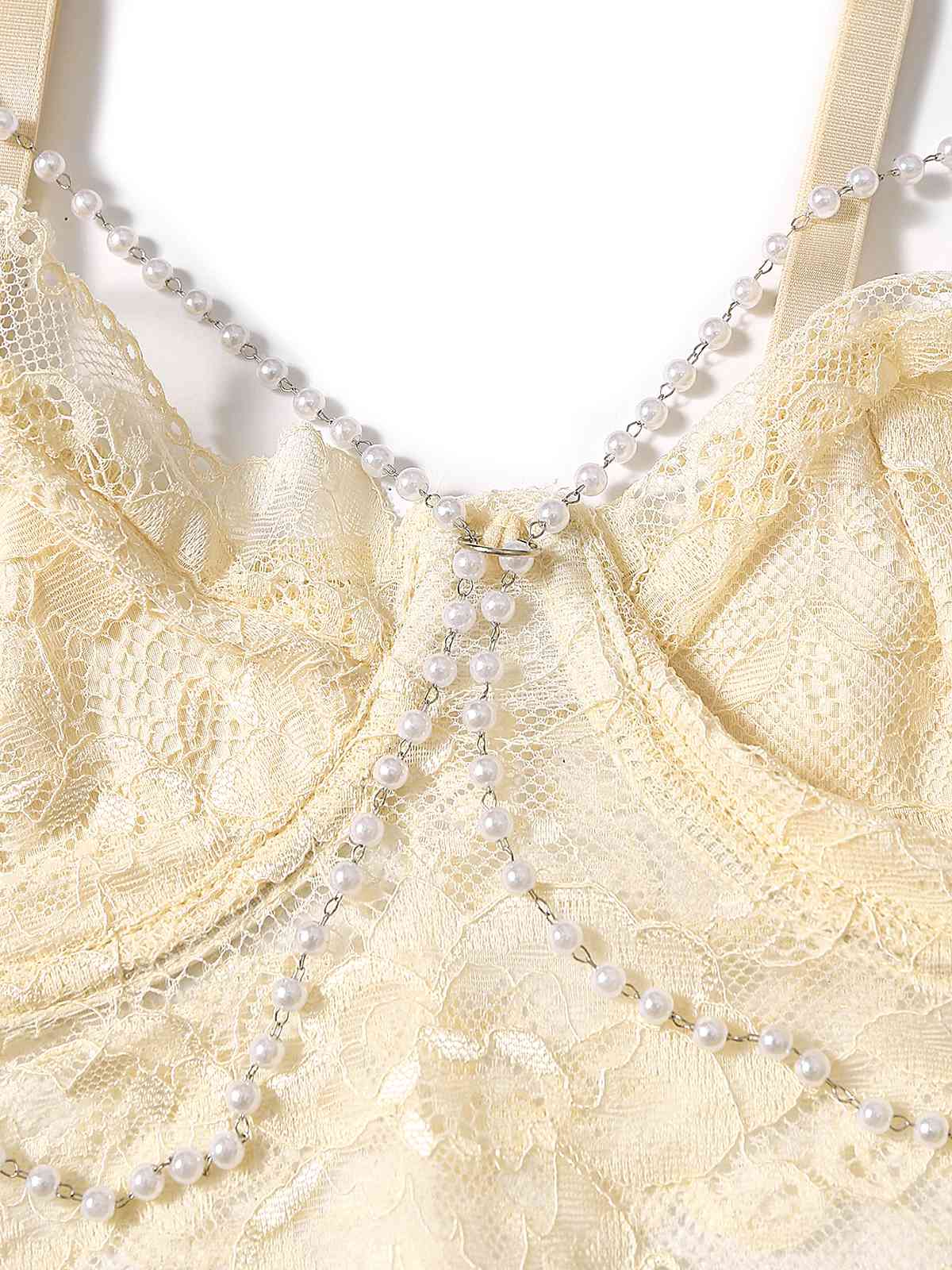 1940er Perle Kette Blumen Spitze Crop Camisole - Image 6