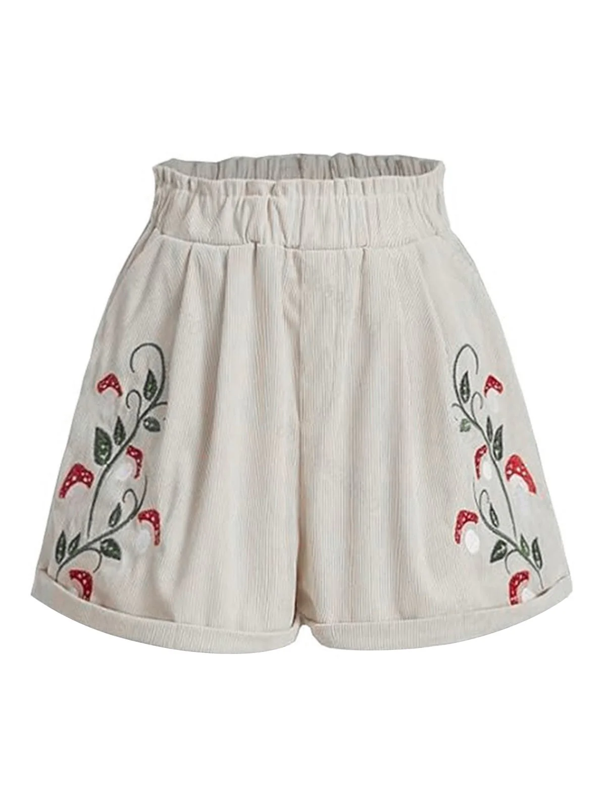 1940er Pilz Bestickt Cord Shorts - Image 5
