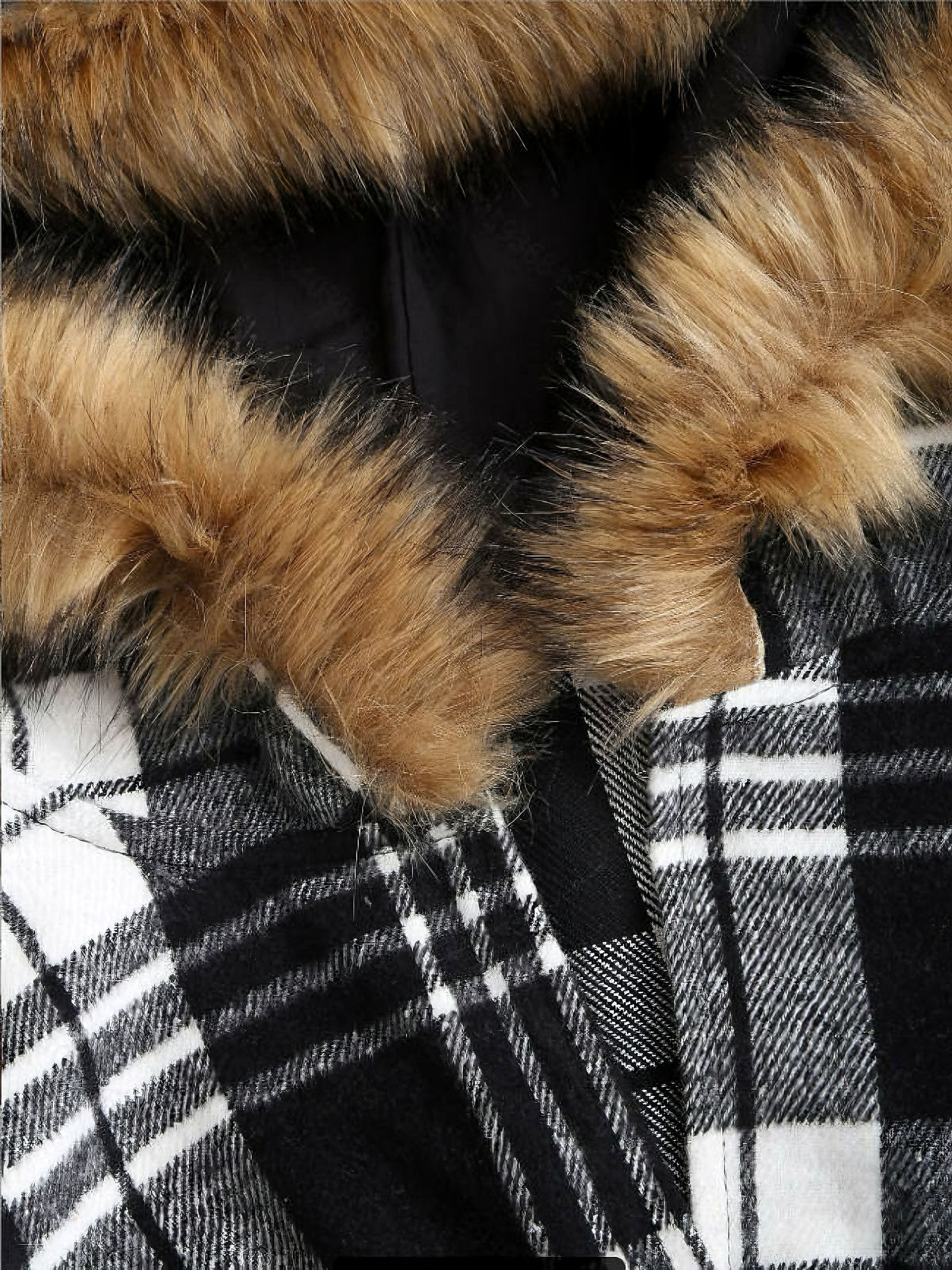 1940er Plaid Toggle Kunstpelzbesatz Hooded Mantel - Image 7