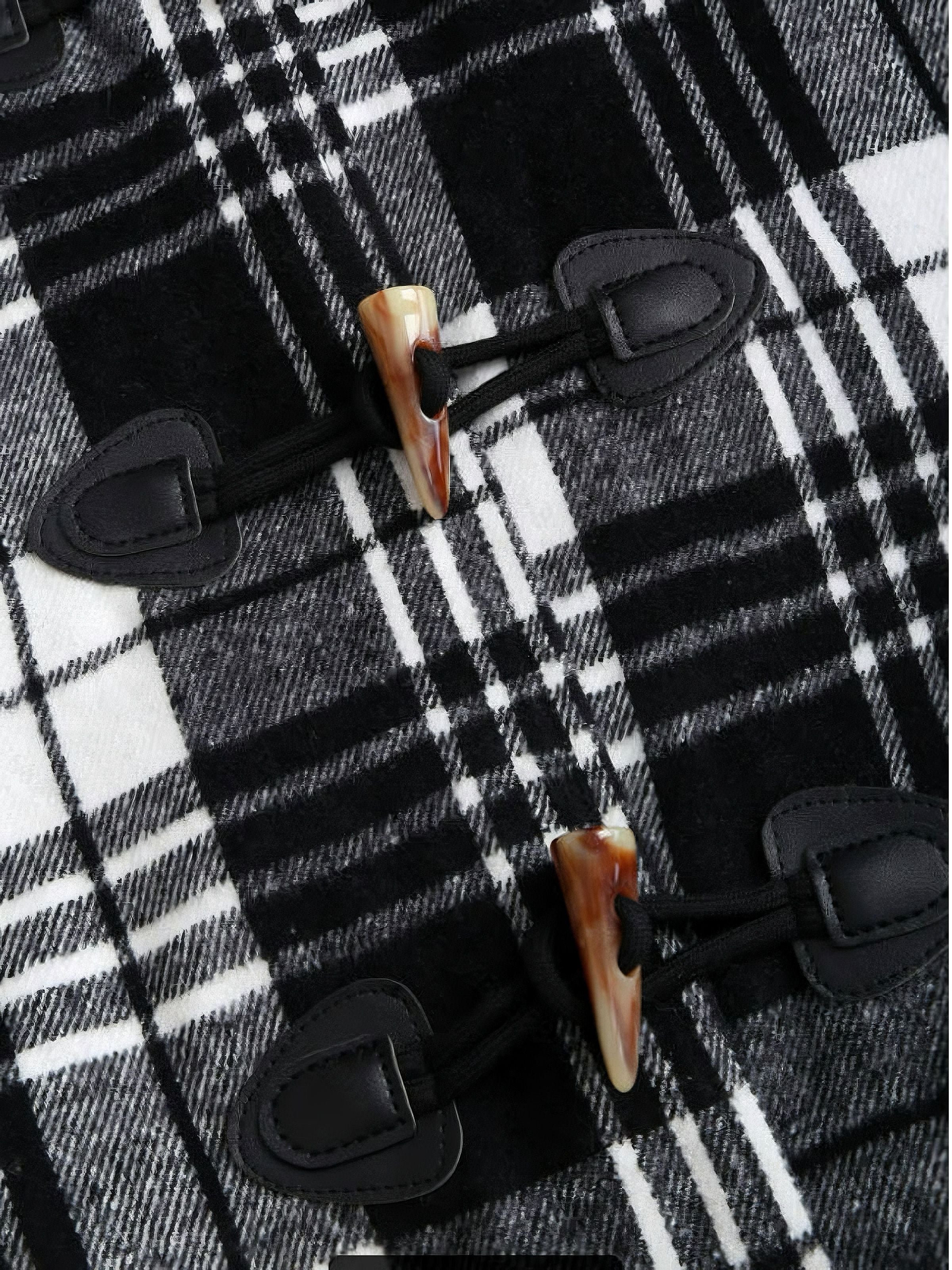 1940er Plaid Toggle Kunstpelzbesatz Hooded Mantel - Image 8
