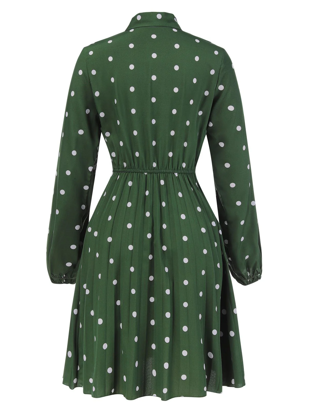 1940er Polka Dots Kordelzug Plissiertes Kleid - Image 4