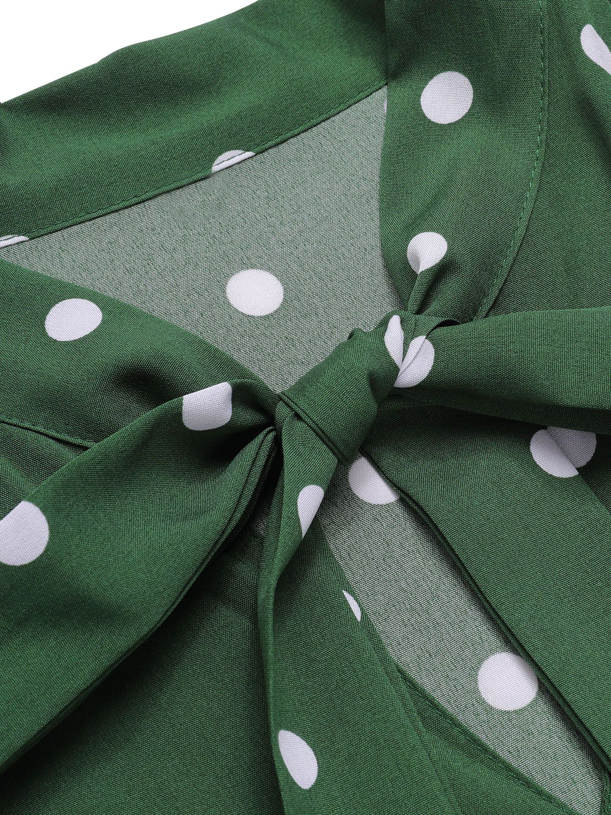 1940er Polka Dots Kordelzug Plissiertes Kleid - Image 5