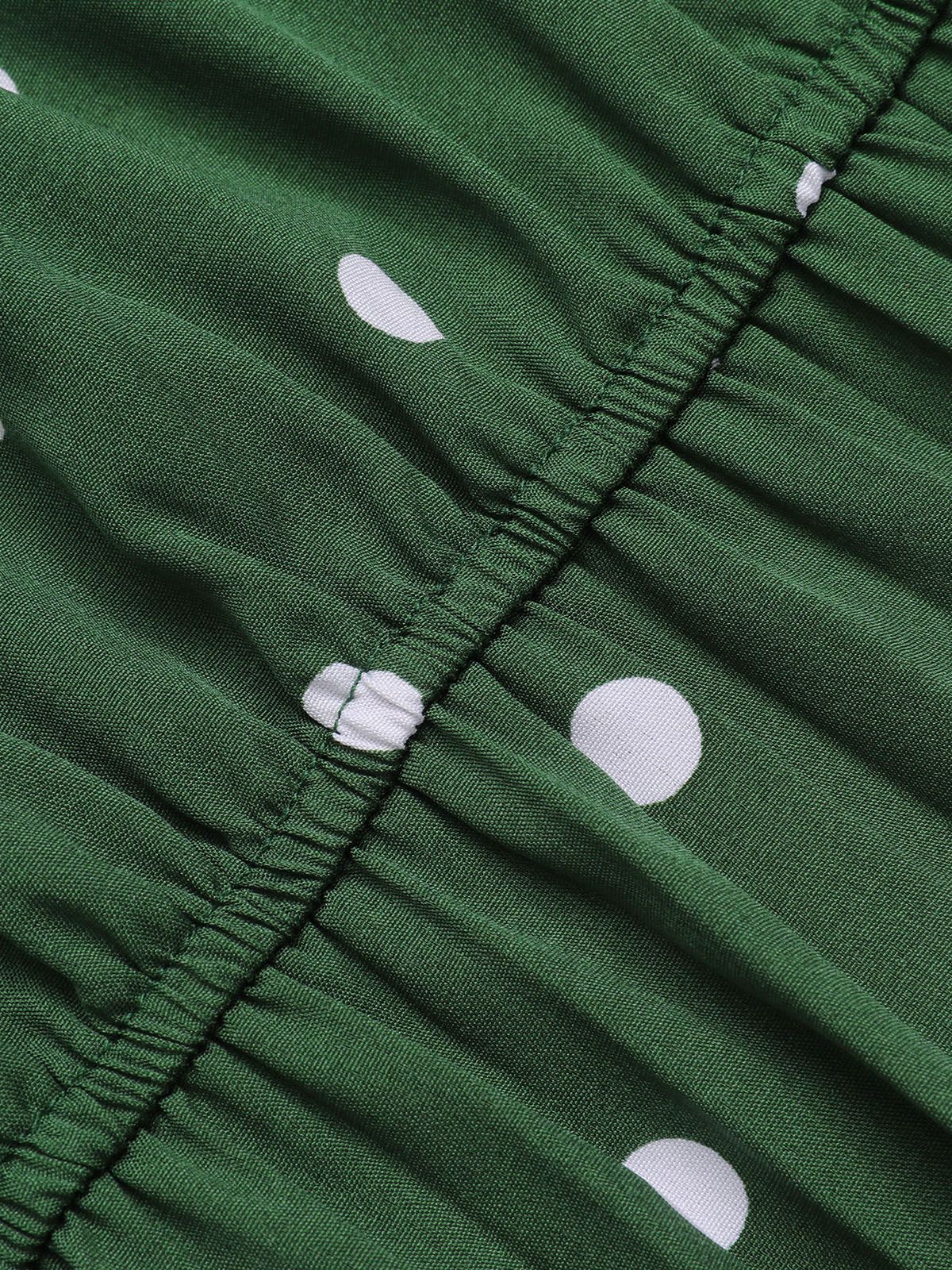 1940er Polka Dots Kordelzug Plissiertes Kleid - Image 6