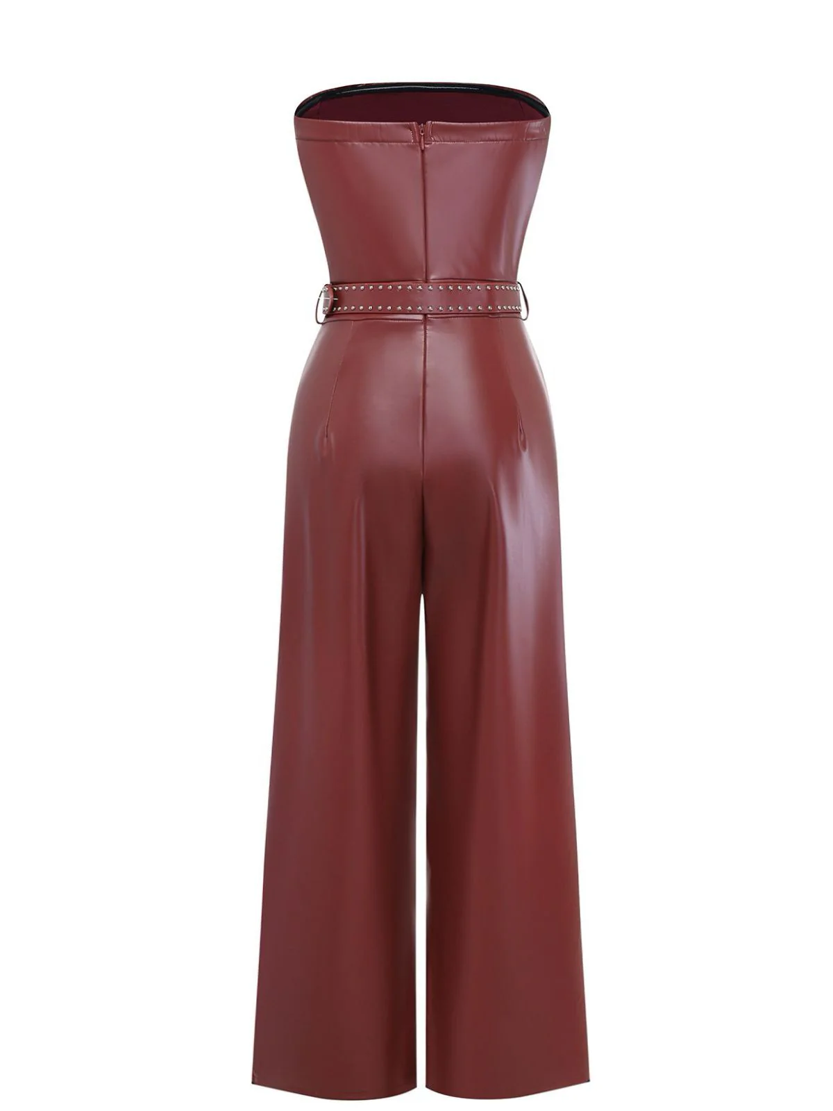 1940er PU Leder Gürtel Trägerlos Jumpsuit - Image 3