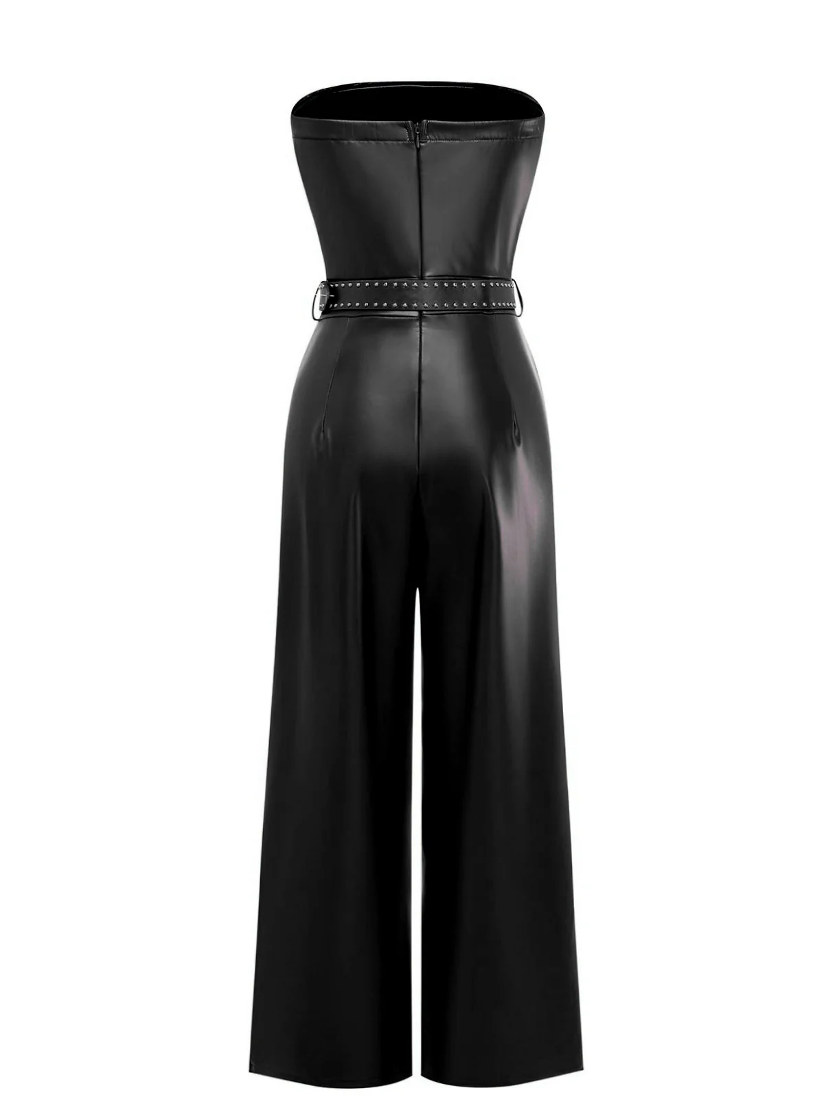 1940er PU Leder Gürtel Trägerlos Jumpsuit - Image 8