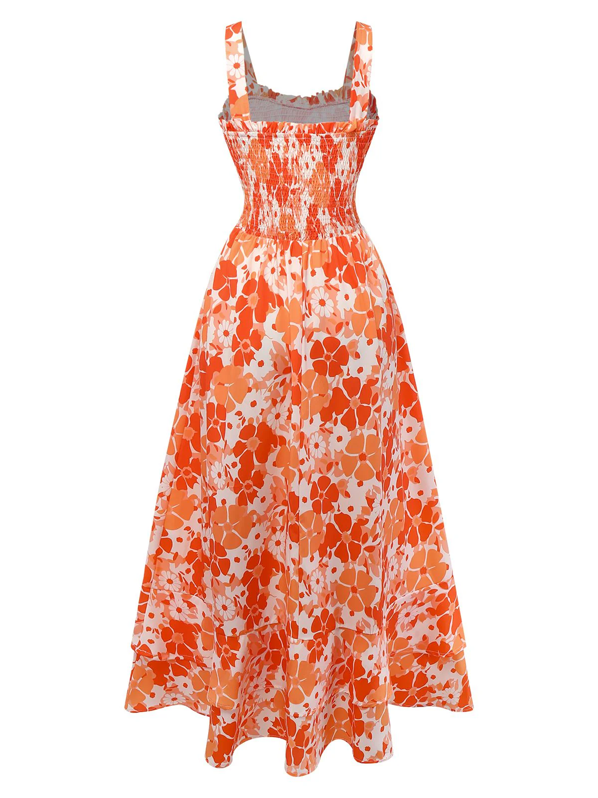 1940er Quadratischer Ausschnitt Asymmetrisch Blumen Plissiertes Kleid - Image 5