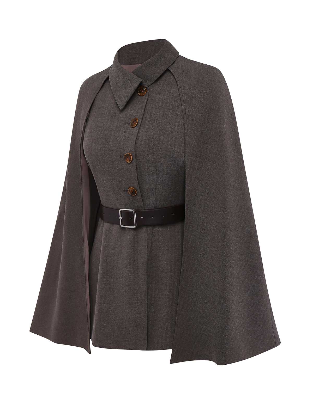 1940er Revers Gürtel Jacke Mit Abnehmbarer Umhang - Image 3