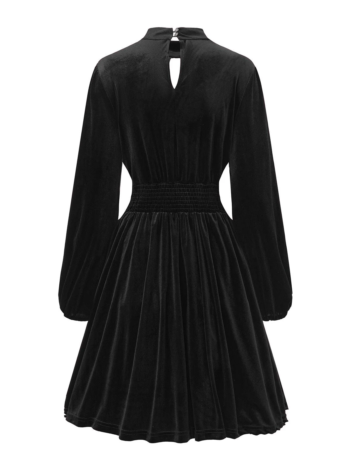 1940er Samt Cutout Plissiertes Laternenärmel Kleid - Image 10