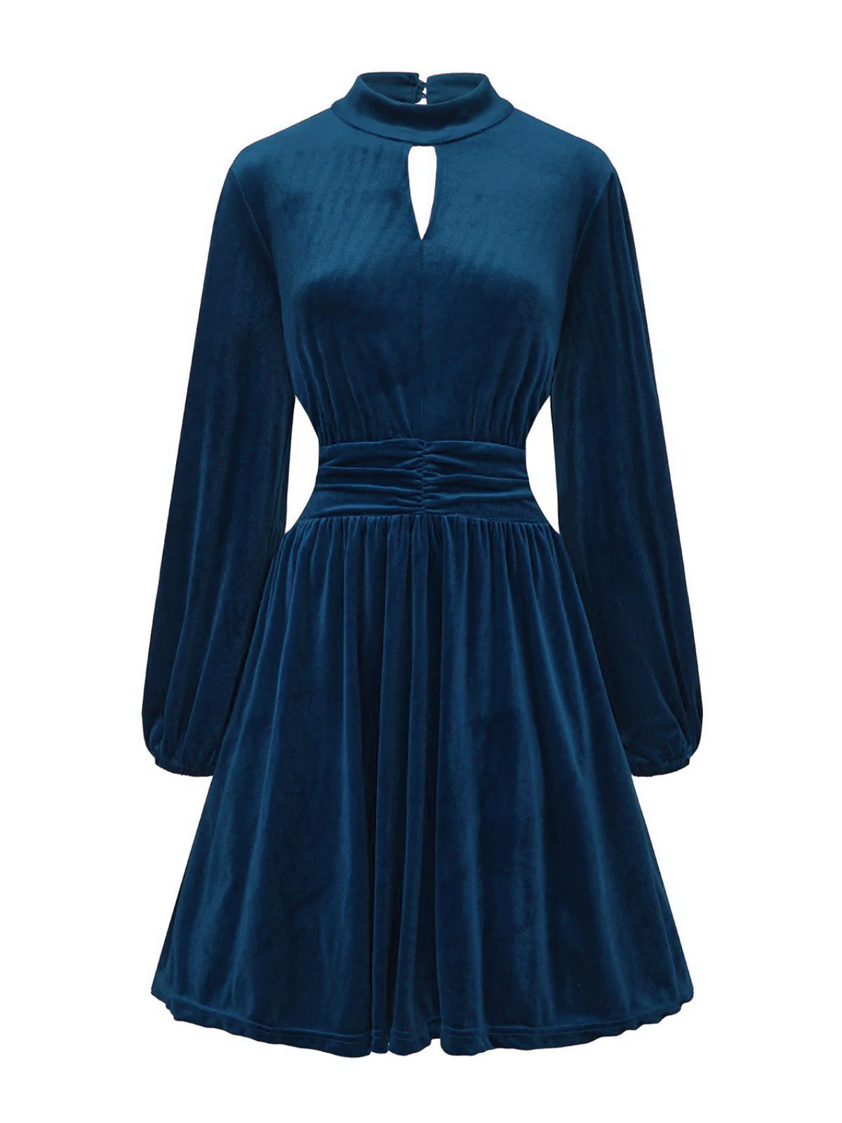1940er Samt Cutout Plissiertes Laternenärmel Kleid - Image 11