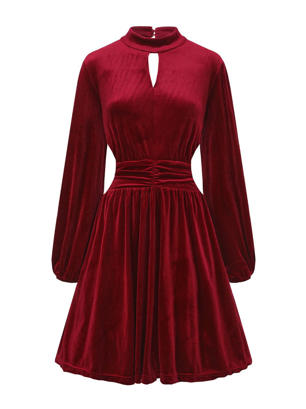 1940er Samt Cutout Plissiertes Laternenärmel Kleid - Image 2