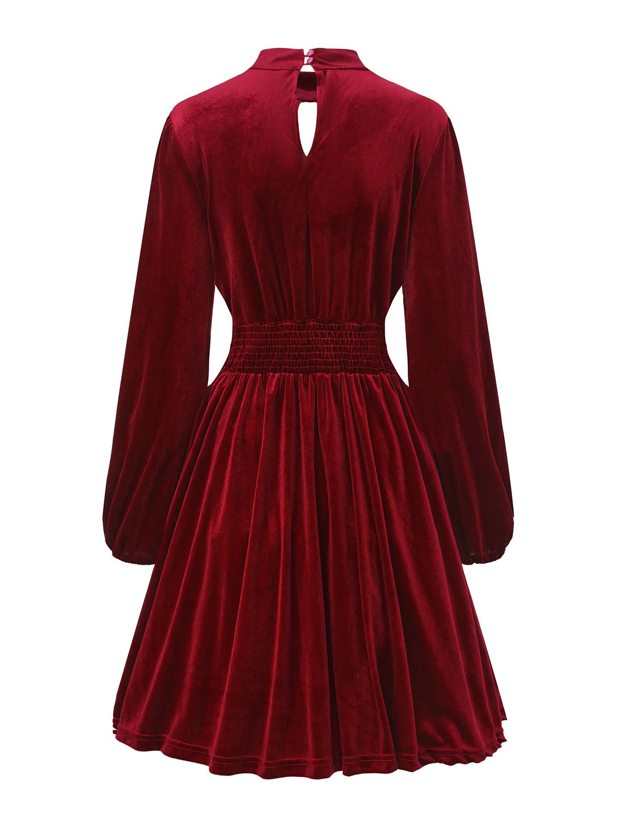 1940er Samt Cutout Plissiertes Laternenärmel Kleid - Image 3