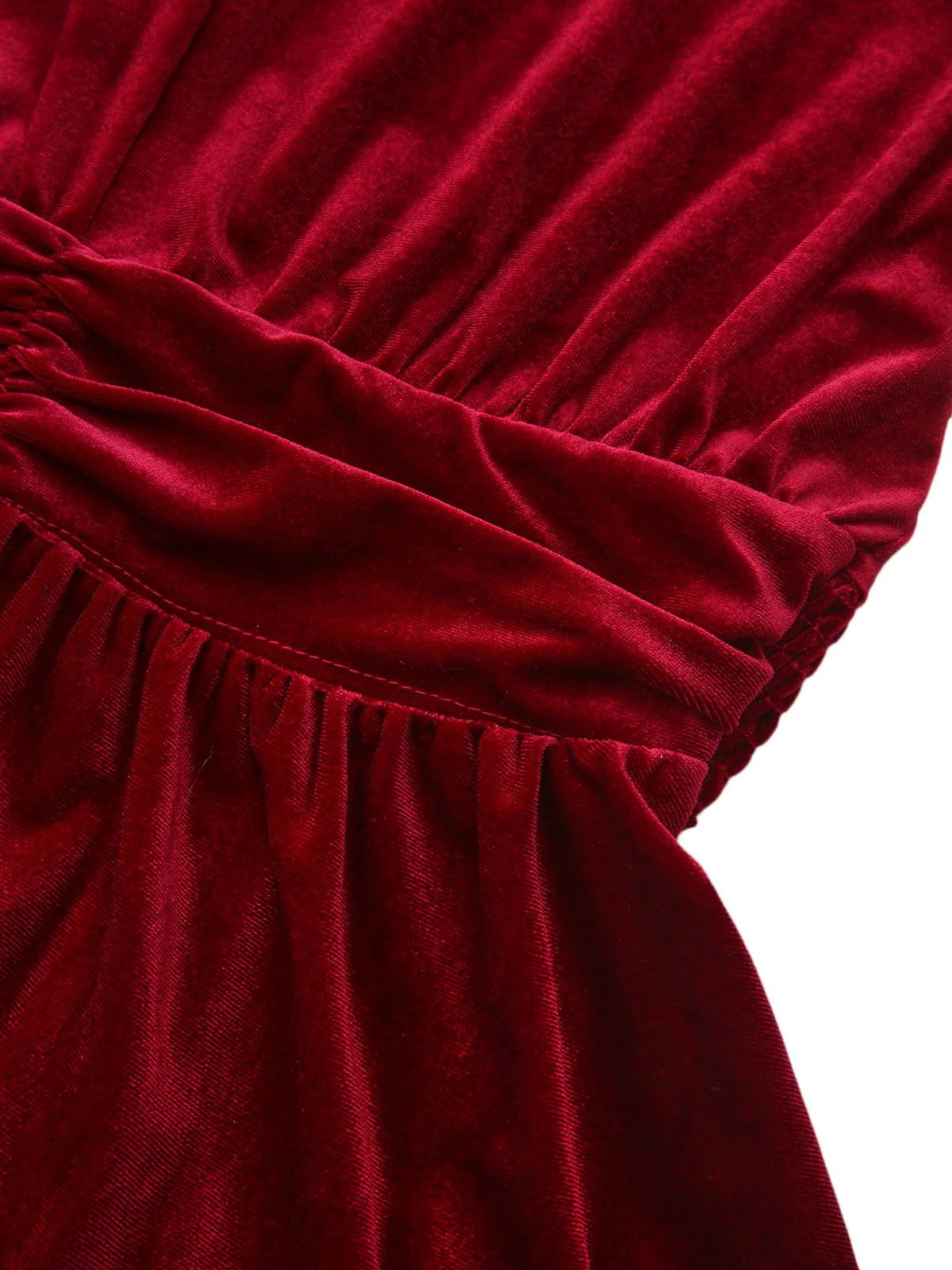 1940er Samt Cutout Plissiertes Laternenärmel Kleid - Image 7