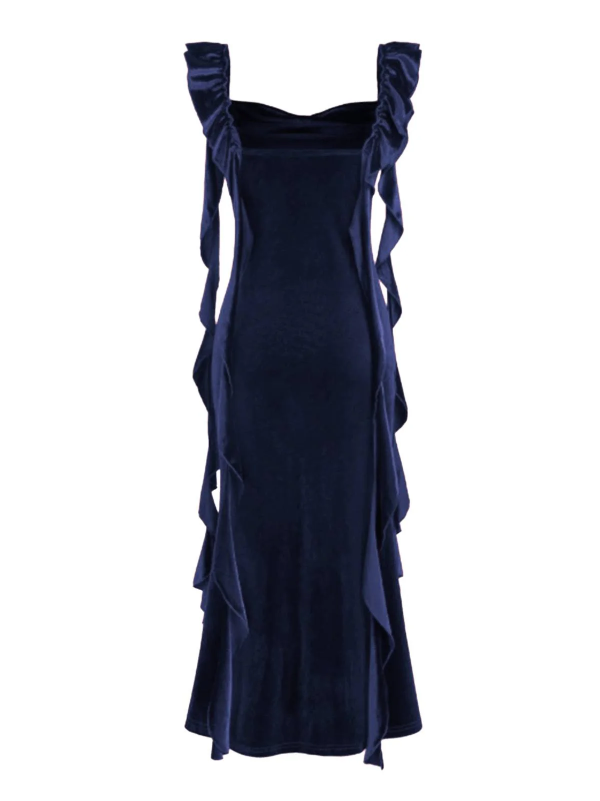 1940er Samt Schleife Träger Rüschen Detail Kleid - Image 2
