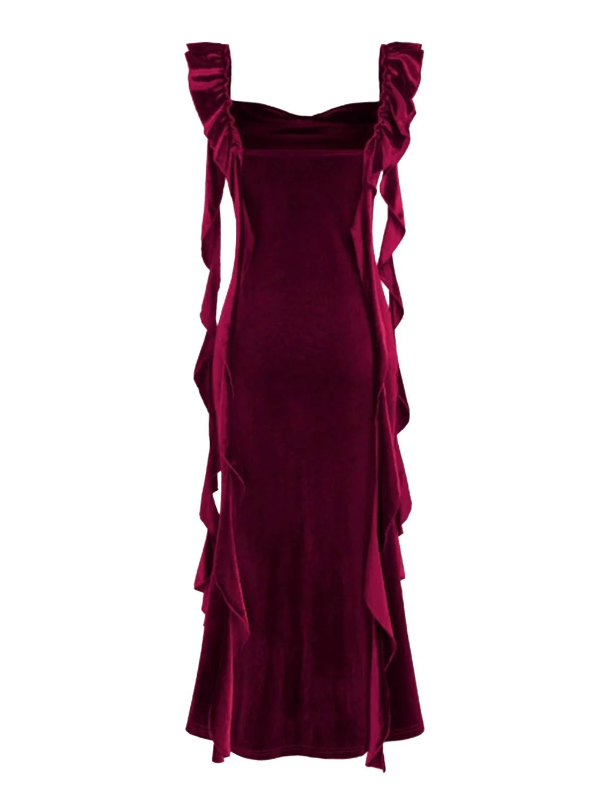 1940er Samt Schleife Träger Rüschen Detail Kleid - Image 5