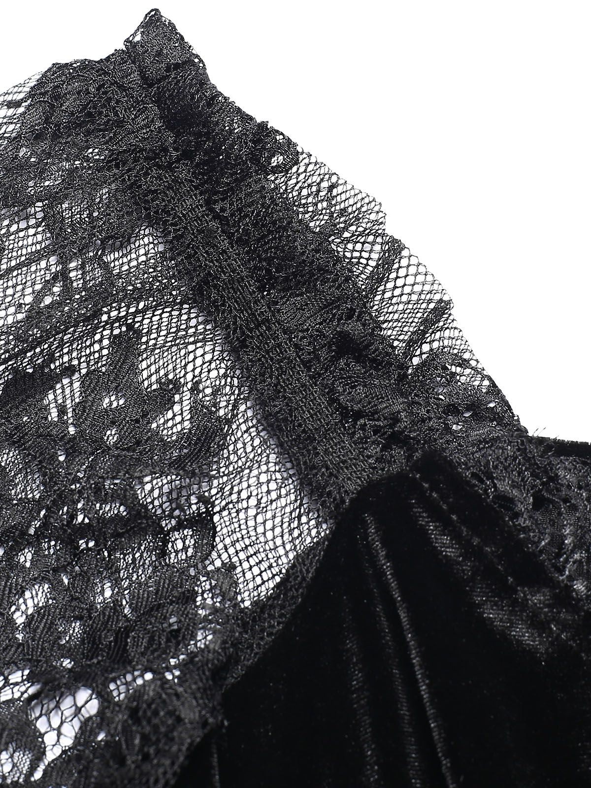 1940er Samt Spitze Ausgestelltes Patchwork Kleid - Image 6