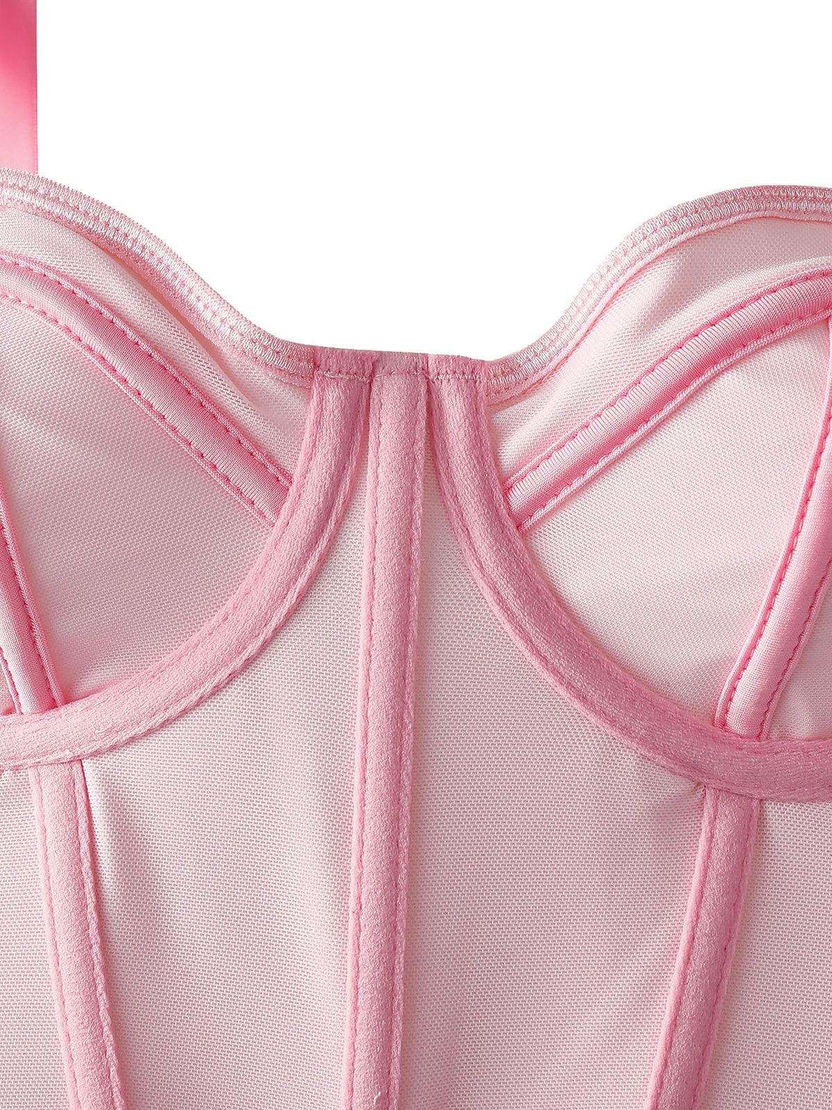 1940er Schnürung Bogen Netz Korsett Crop Camisole - Image 3