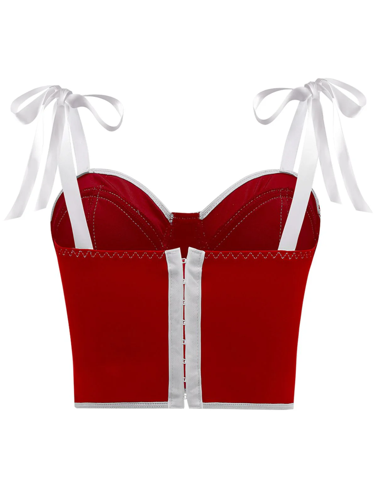 1940er Schnürung Bogen Netz Korsett Crop Camisole - Image 5