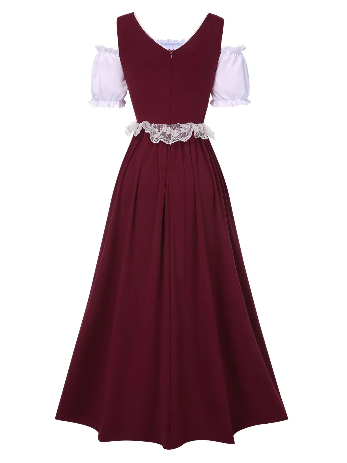 1940er Schnürung Puffärmel Patchwork Kleid & Schleife - Image 3