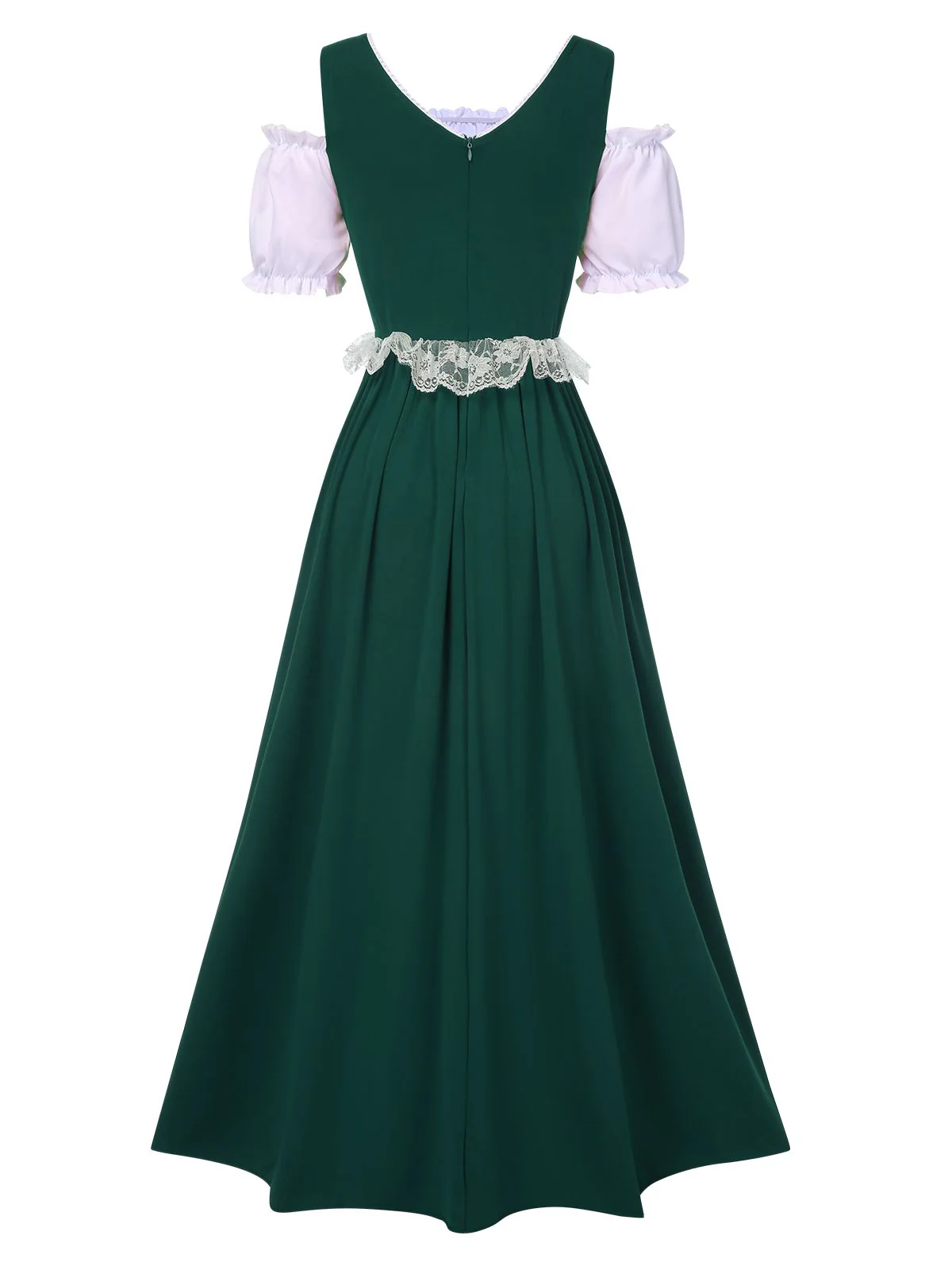 1940er Schnürung Puffärmel Patchwork Kleid & Schleife - Image 8