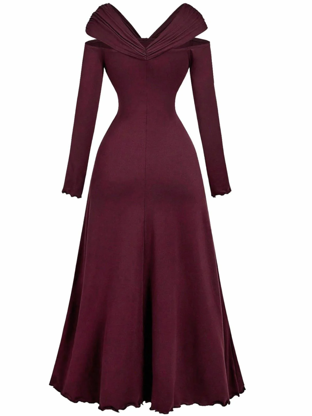 1940er Schulterfrei Langarm Plissiertes Kleid - Image 3