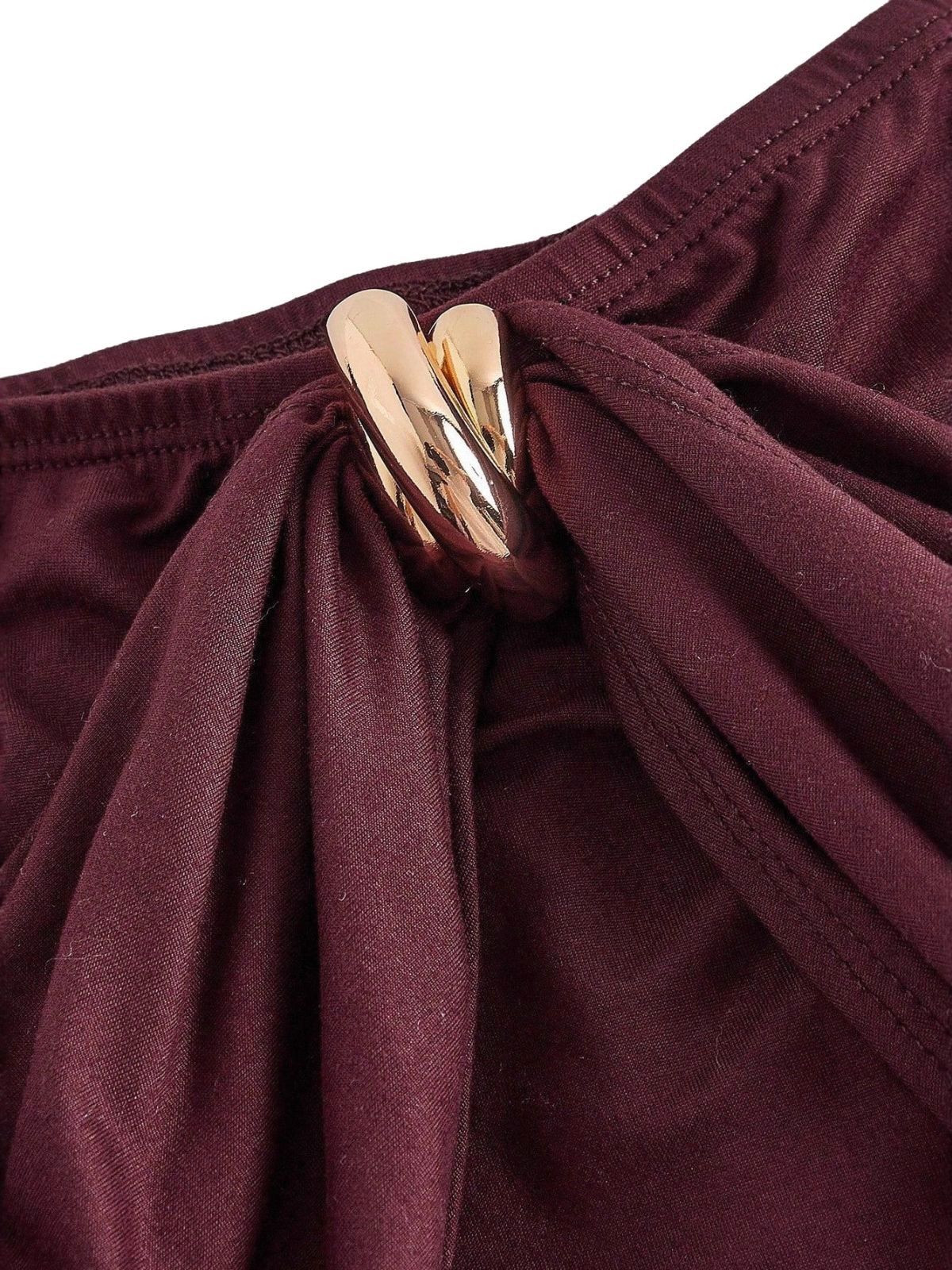 1940er Schulterfrei Langarm Plissiertes Kleid - Image 4