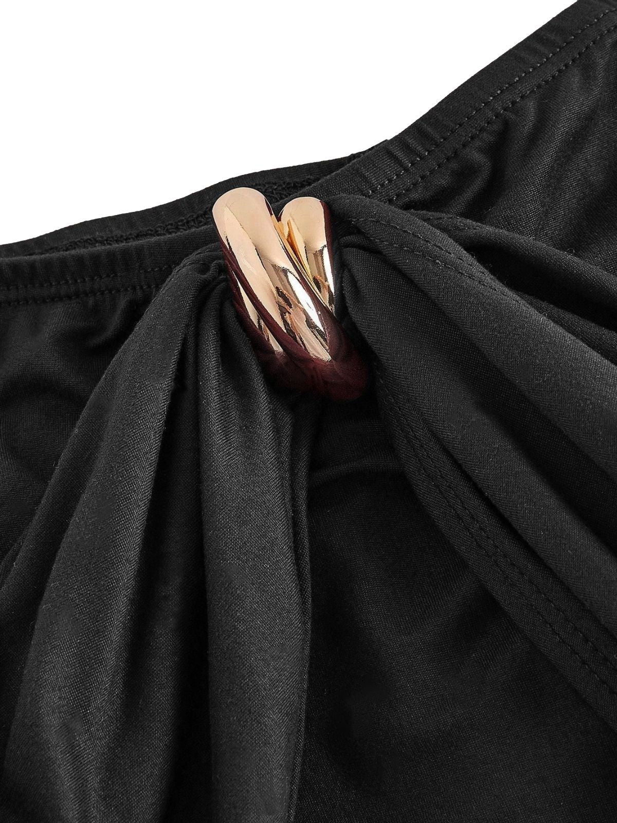 1940er Schulterfrei Langarm Plissiertes Kleid - Image 9