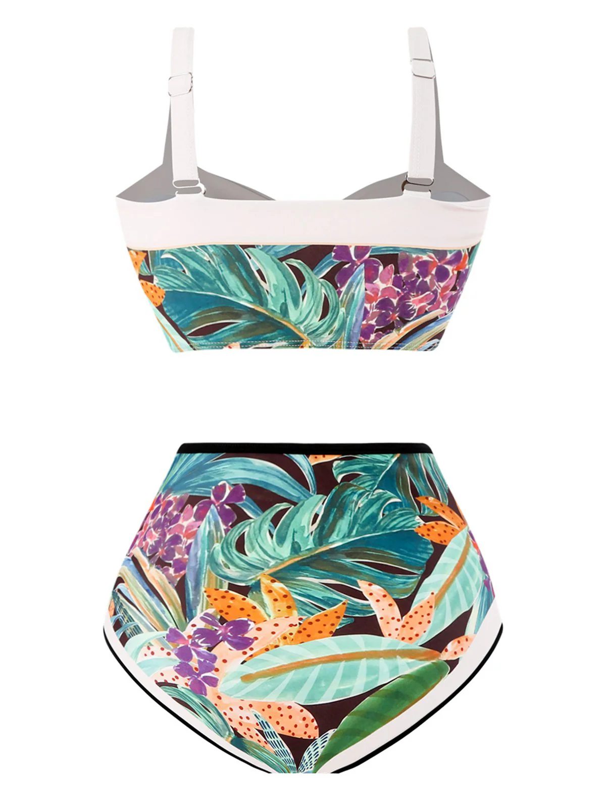 1940er Silhouette Pflanzen Breit-Träger Bikini - Image 5