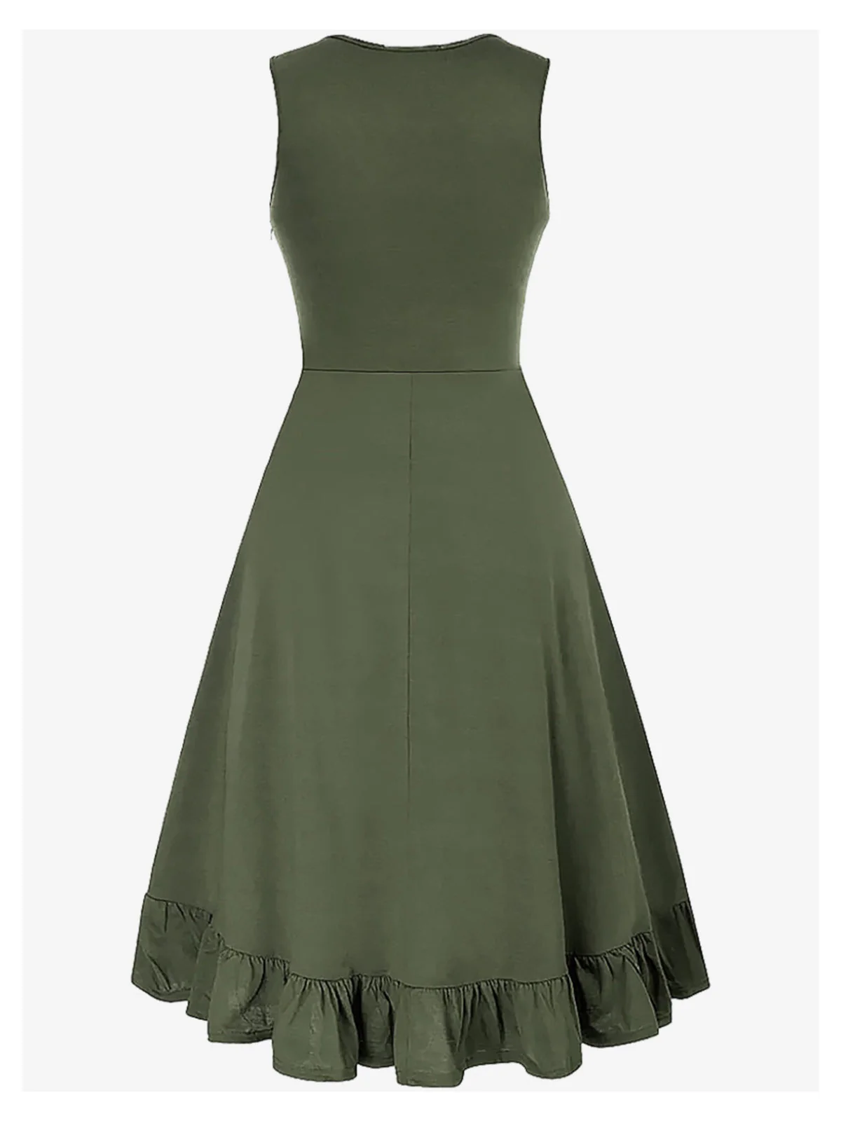 1940er Solide Ärmellos Kordelzug Schnürung Kleid - Image 6