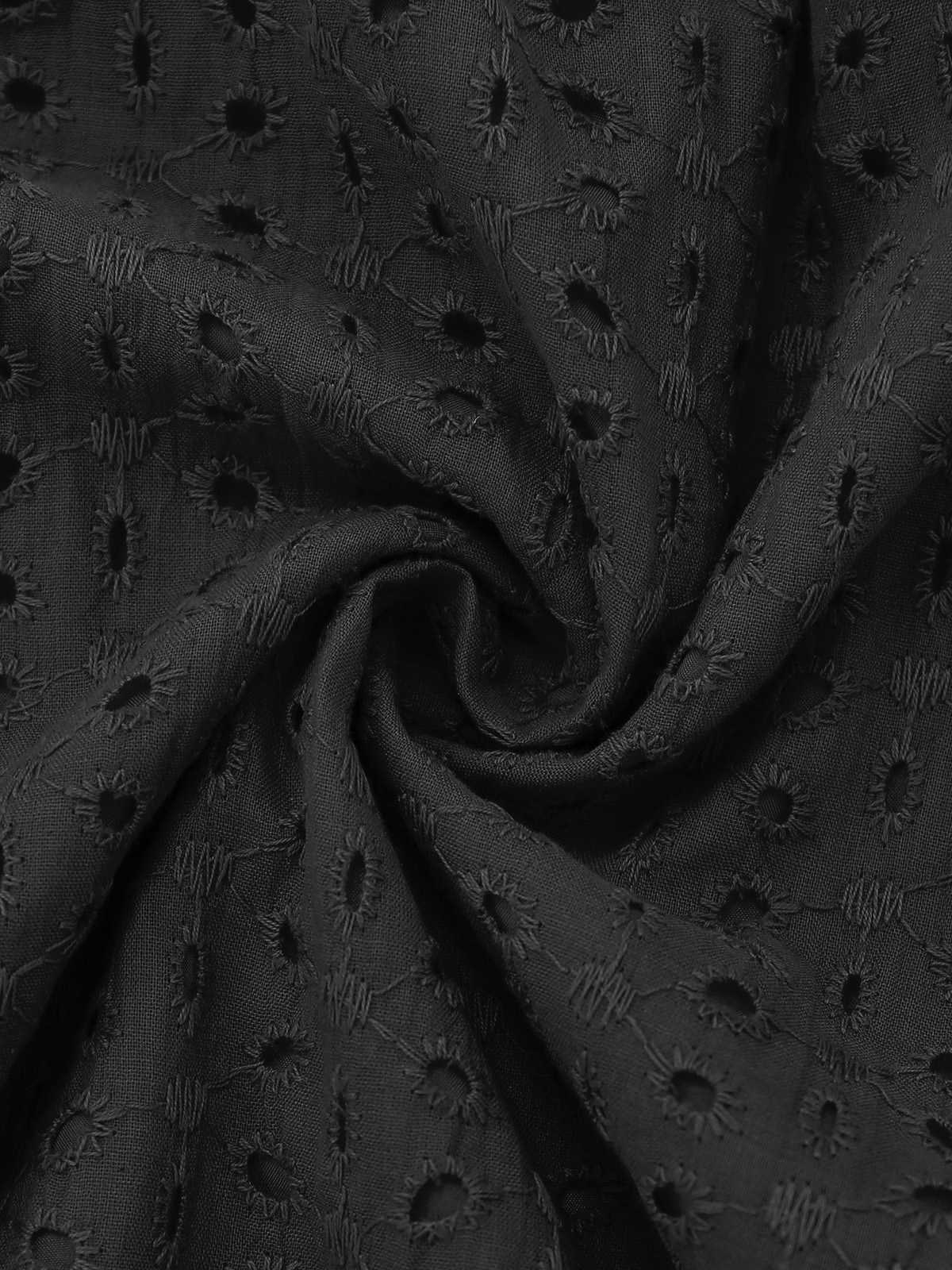 1940er Solide Baumwolle Ausgeschnitten Gesmokt Rüschen Kleid - Image 3