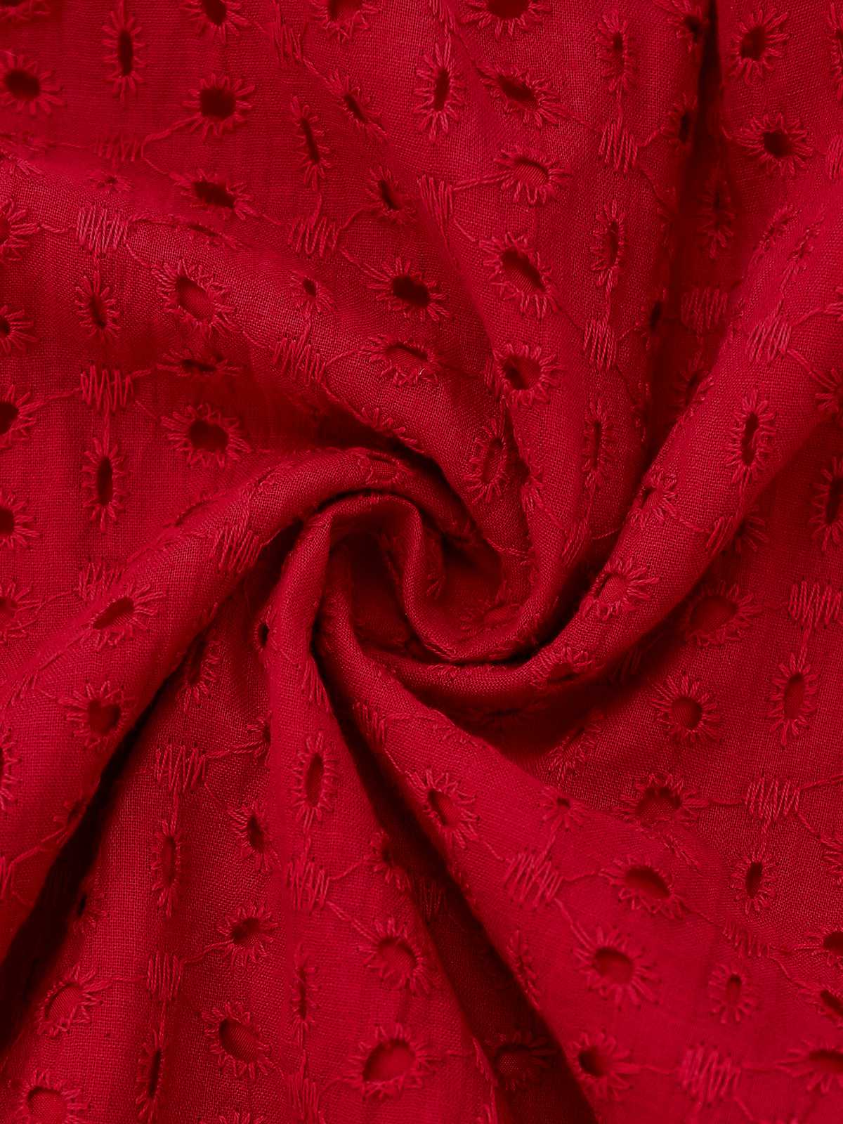 1940er Solide Baumwolle Ausgeschnitten Gesmokt Rüschen Kleid - Image 8