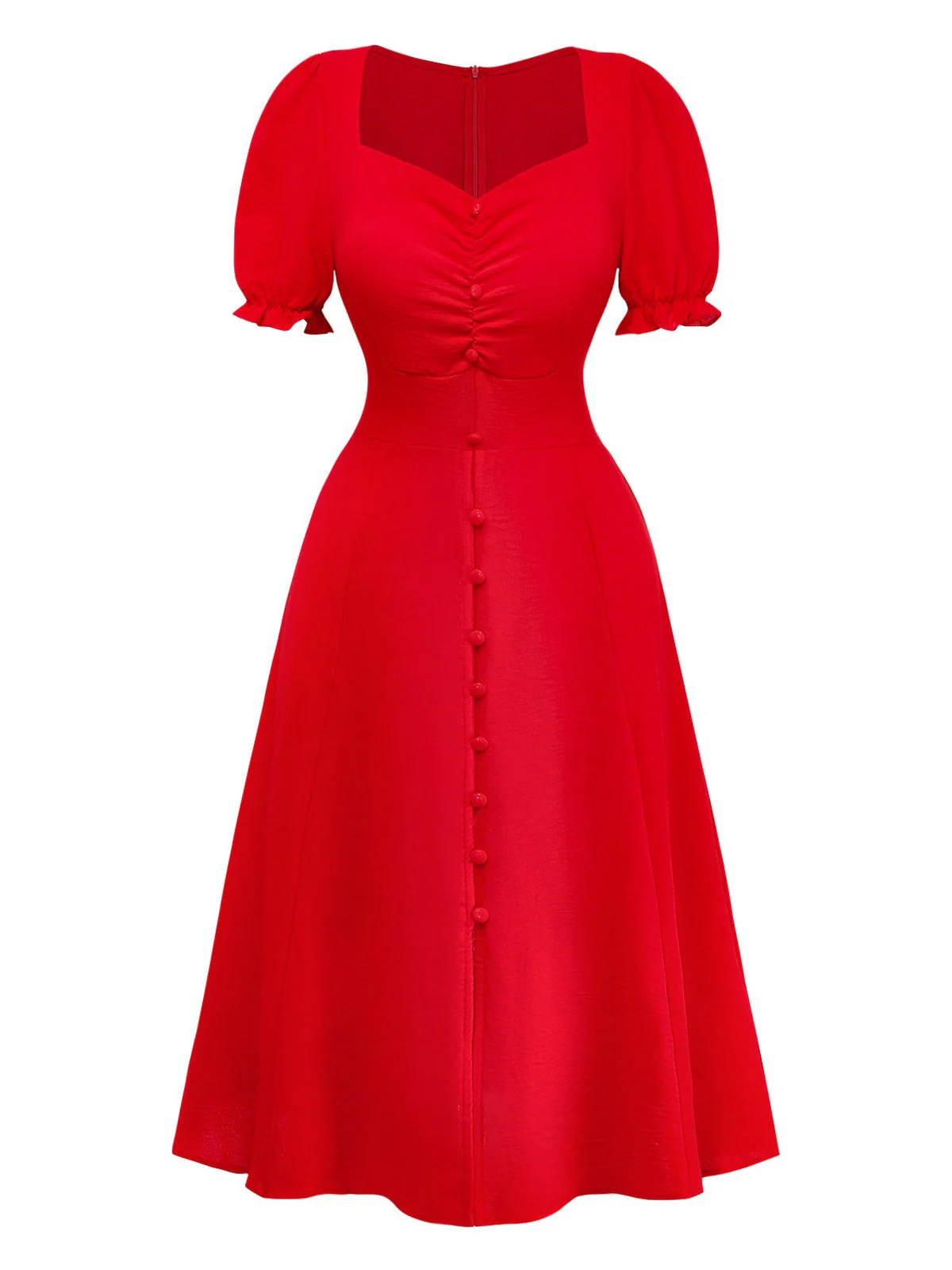 1940er Solide Einreihig Empire Taille Kleid - Image 2