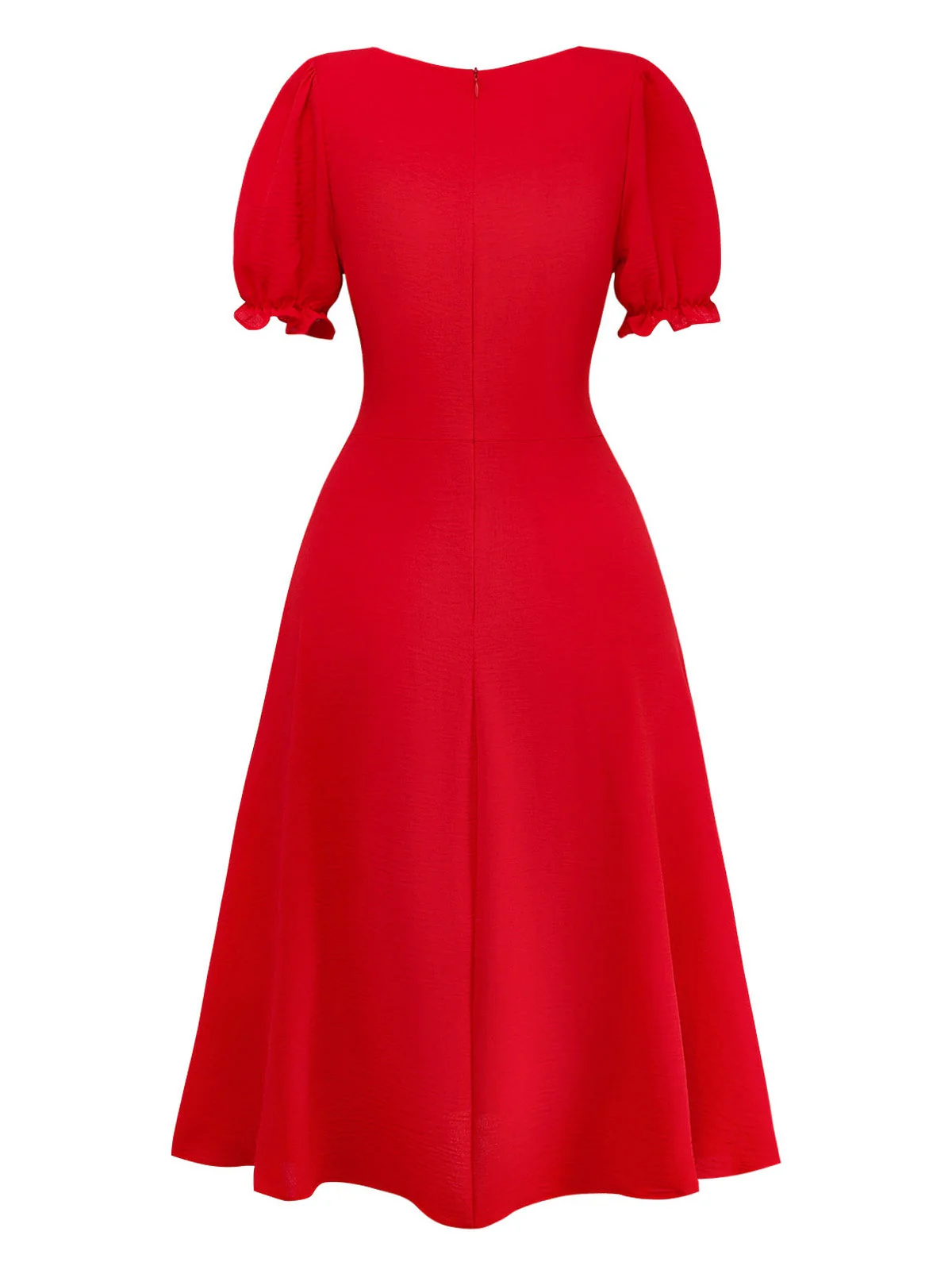 1940er Solide Einreihig Empire Taille Kleid - Image 3