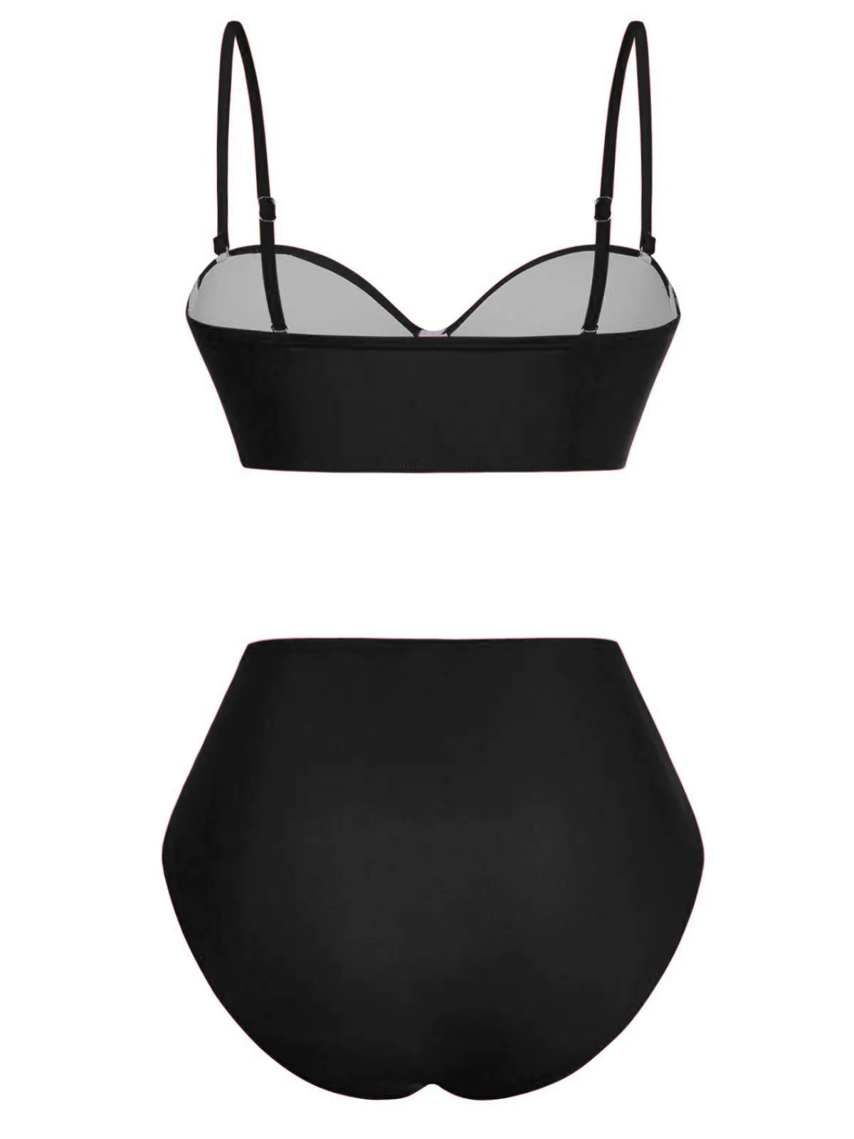 1940er Solide Hochtailliert Gerafft Bikini Set - Image 11