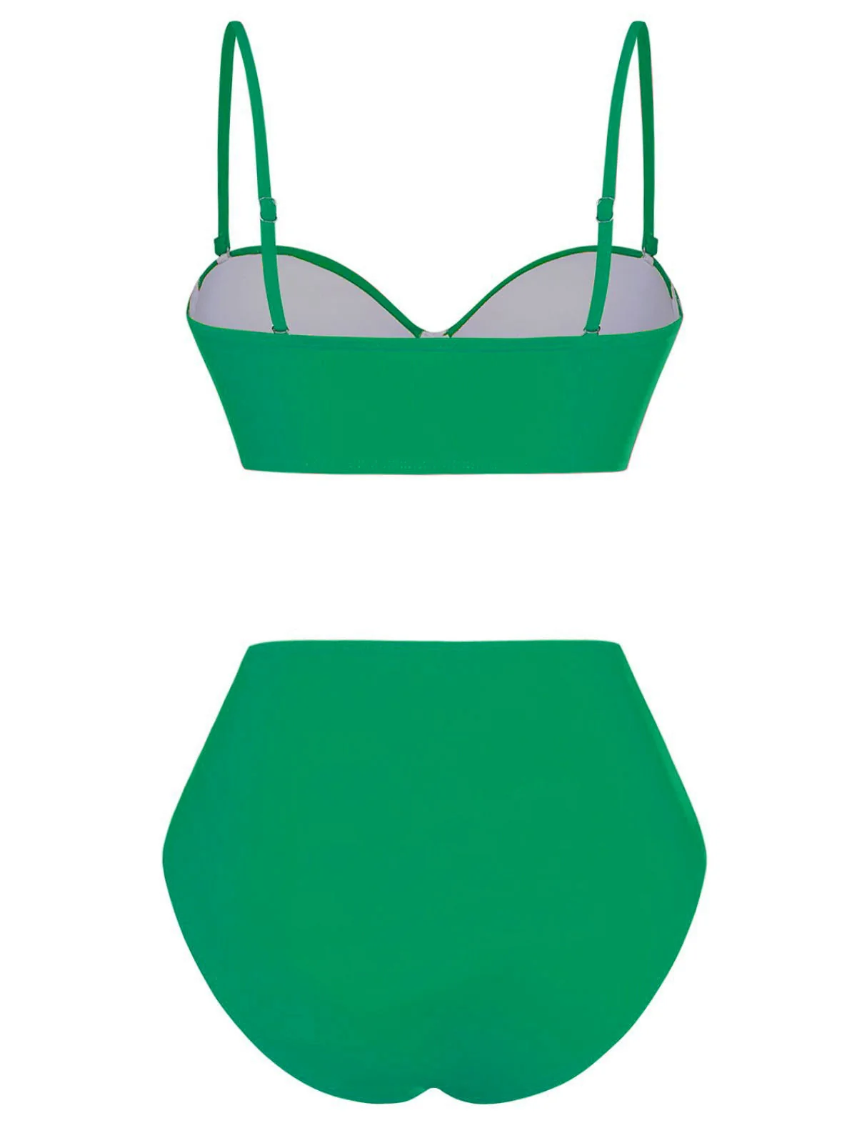 1940er Solide Hochtailliert Gerafft Bikini Set - Image 13