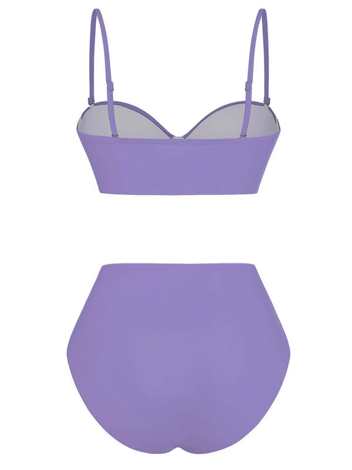 1940er Solide Hochtailliert Gerafft Bikini Set - Image 15