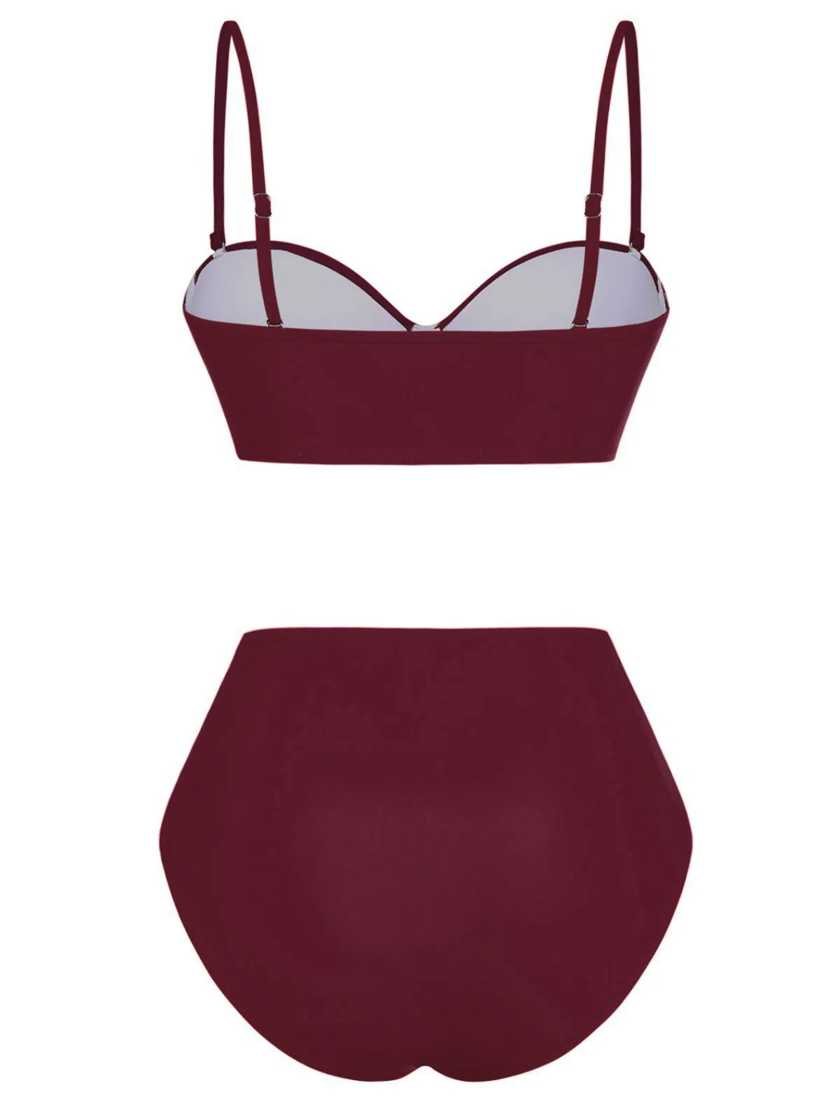 1940er Solide Hochtailliert Gerafft Bikini Set - Image 17
