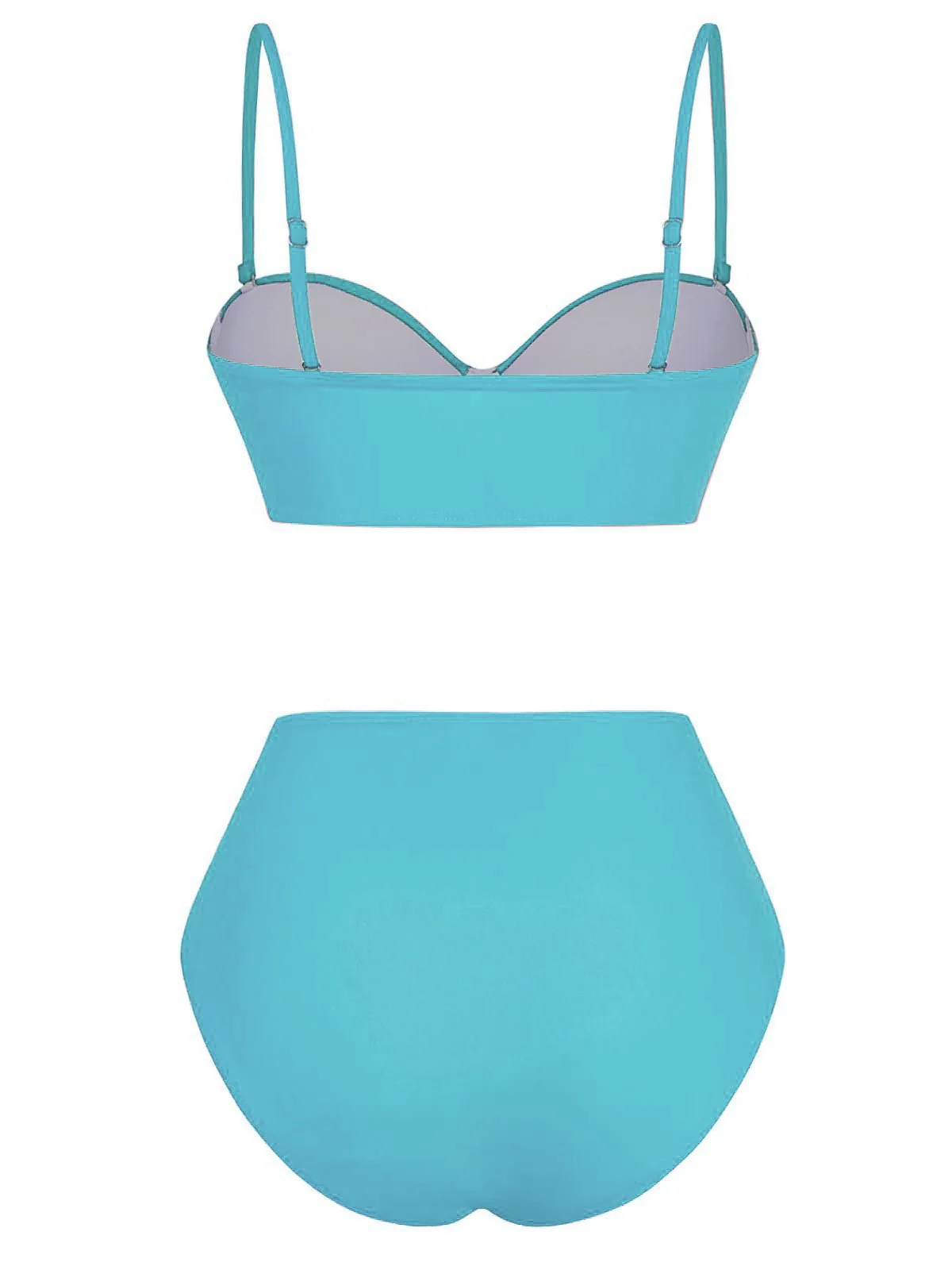 1940er Solide Hochtailliert Gerafft Bikini Set - Image 3